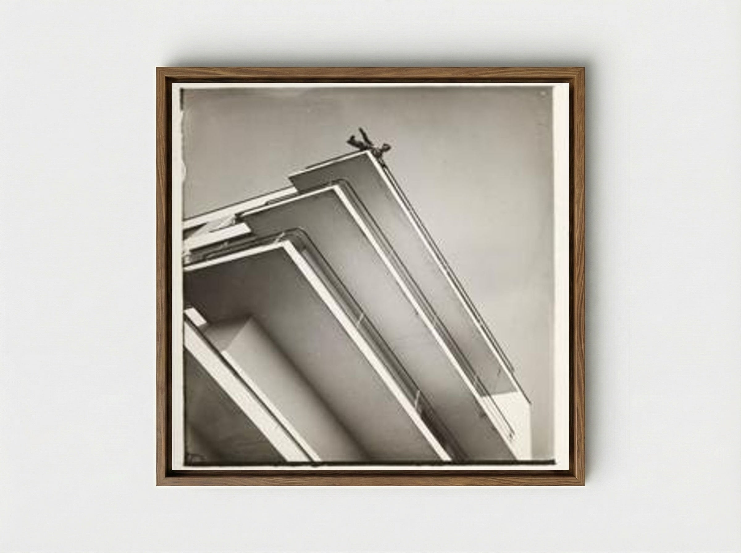 Xanti Schawinsky on a Bauhaus Balcony - László Moholy-Nagy - Framed Canvas Wood