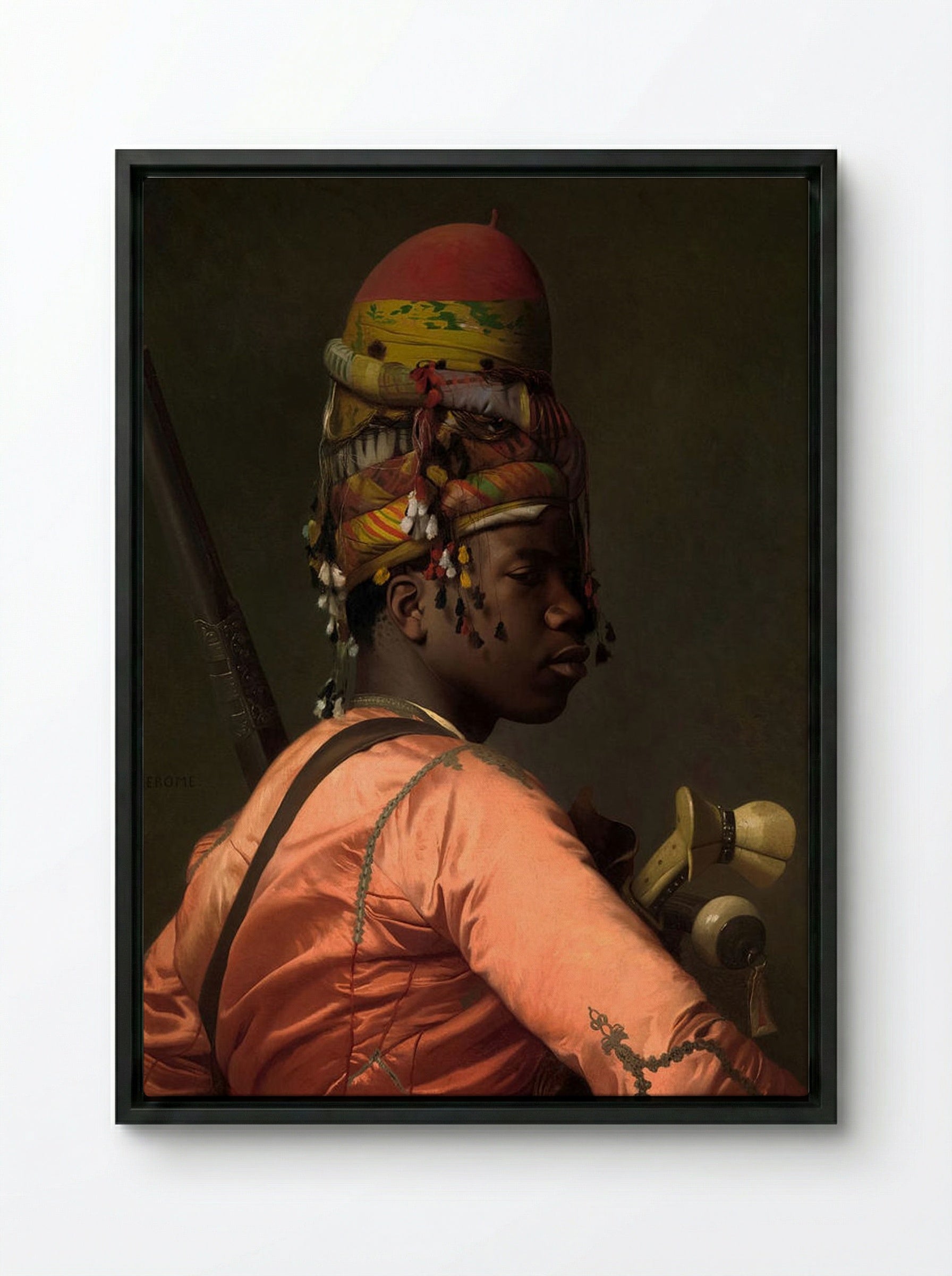 Black Bashi Bazouk - Jean-Léon Gérôme - Framed Canvas Black