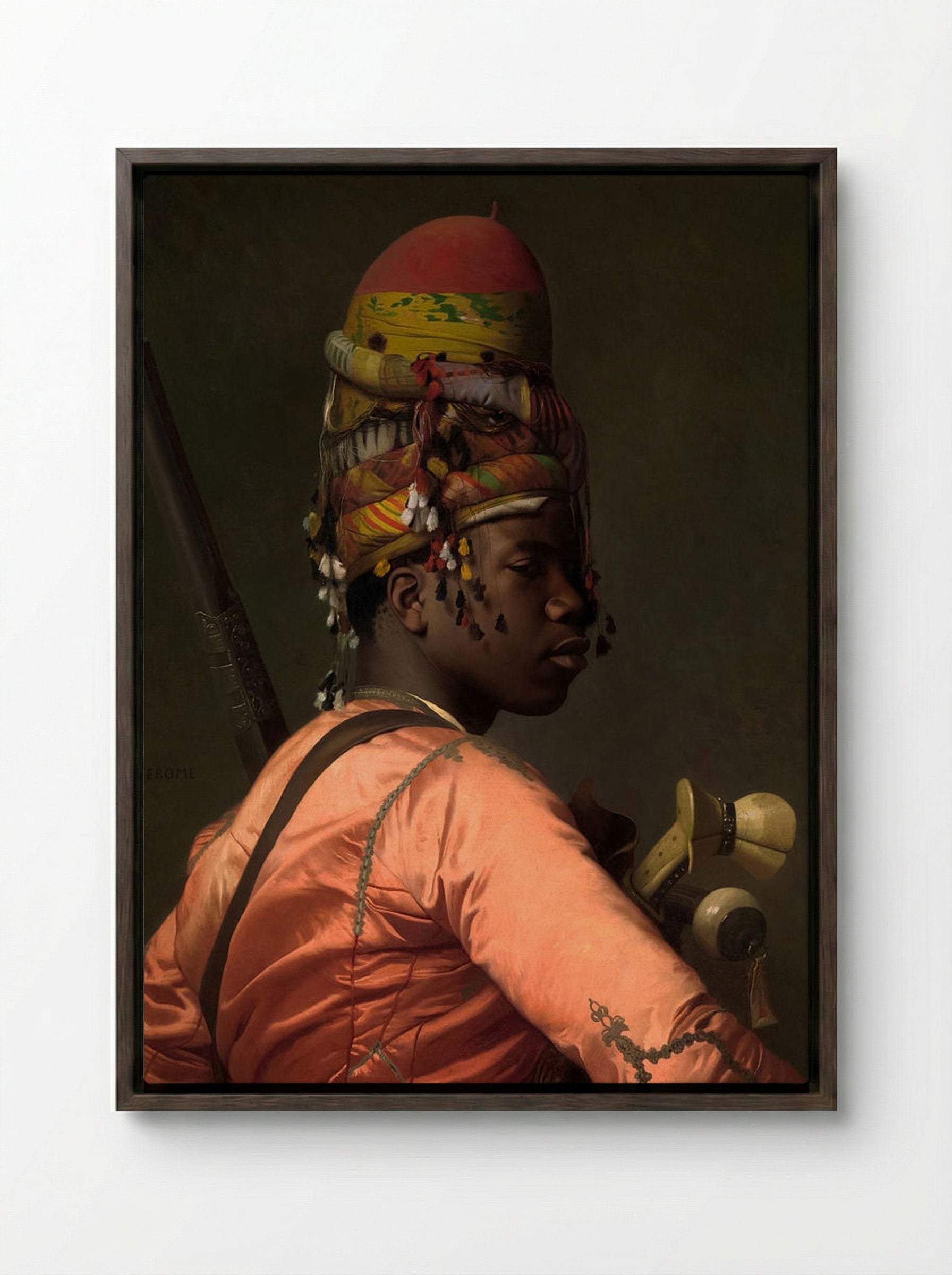 Black Bashi Bazouk - Jean-Léon Gérôme - Framed Canvas Dark Wood