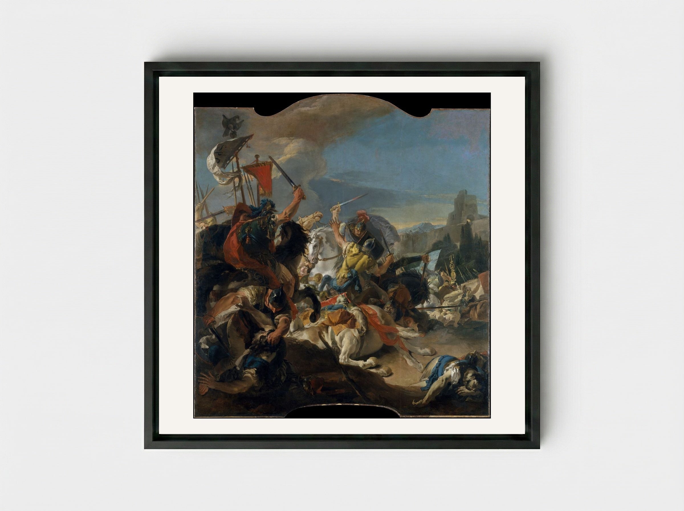 The Battle of Vercellae - Giovanni Battista Tiepolo - Framed Canvas Black