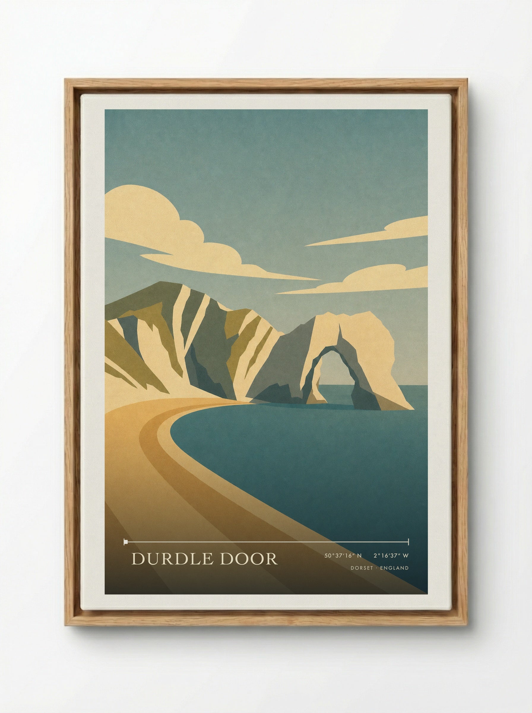 Durdle Door Dorset Travel Poster - Framed Canvas Wood