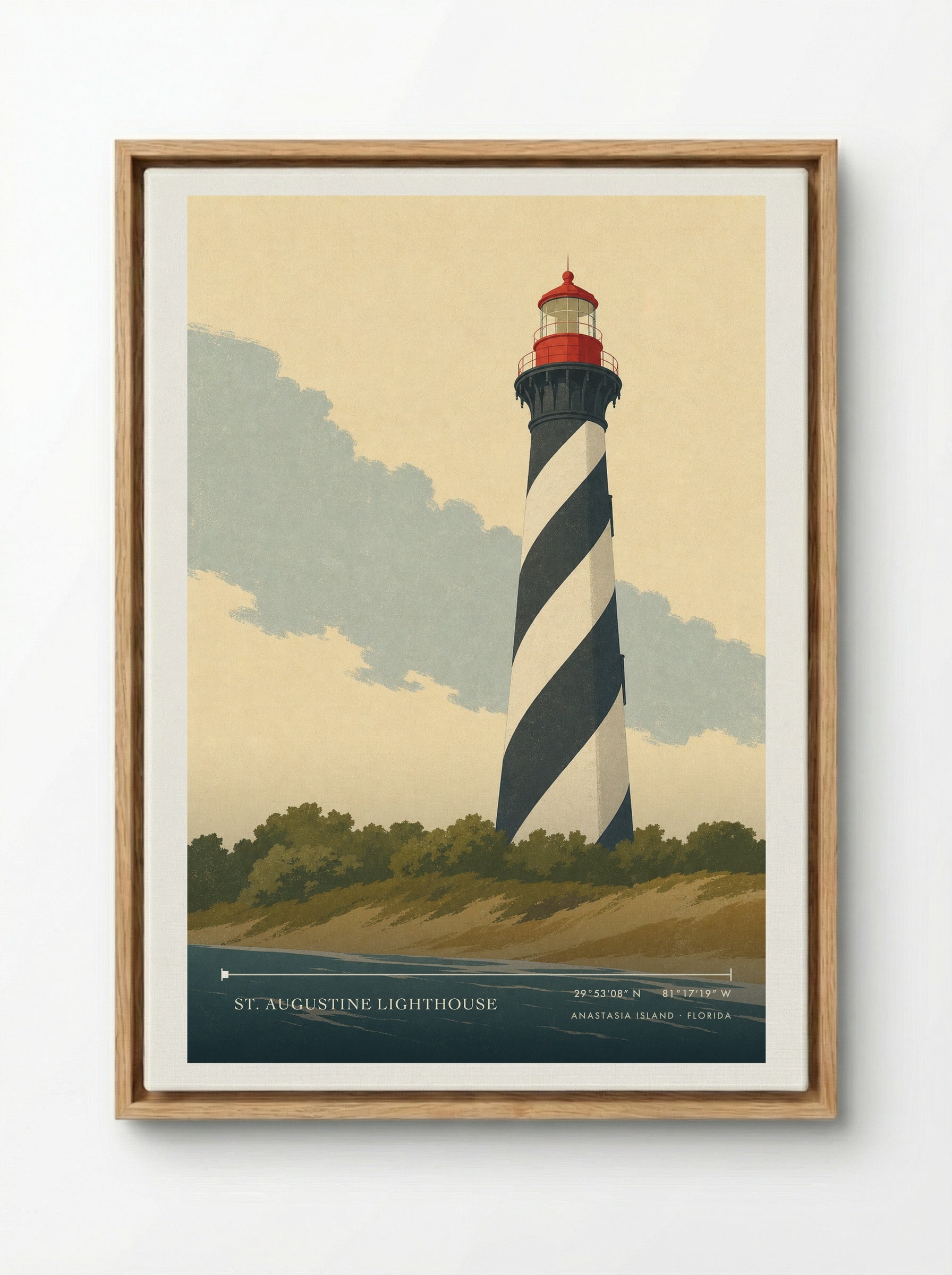 St. Augustine Lighthouse Travel Poster Artwork - Framed Canvas Wood