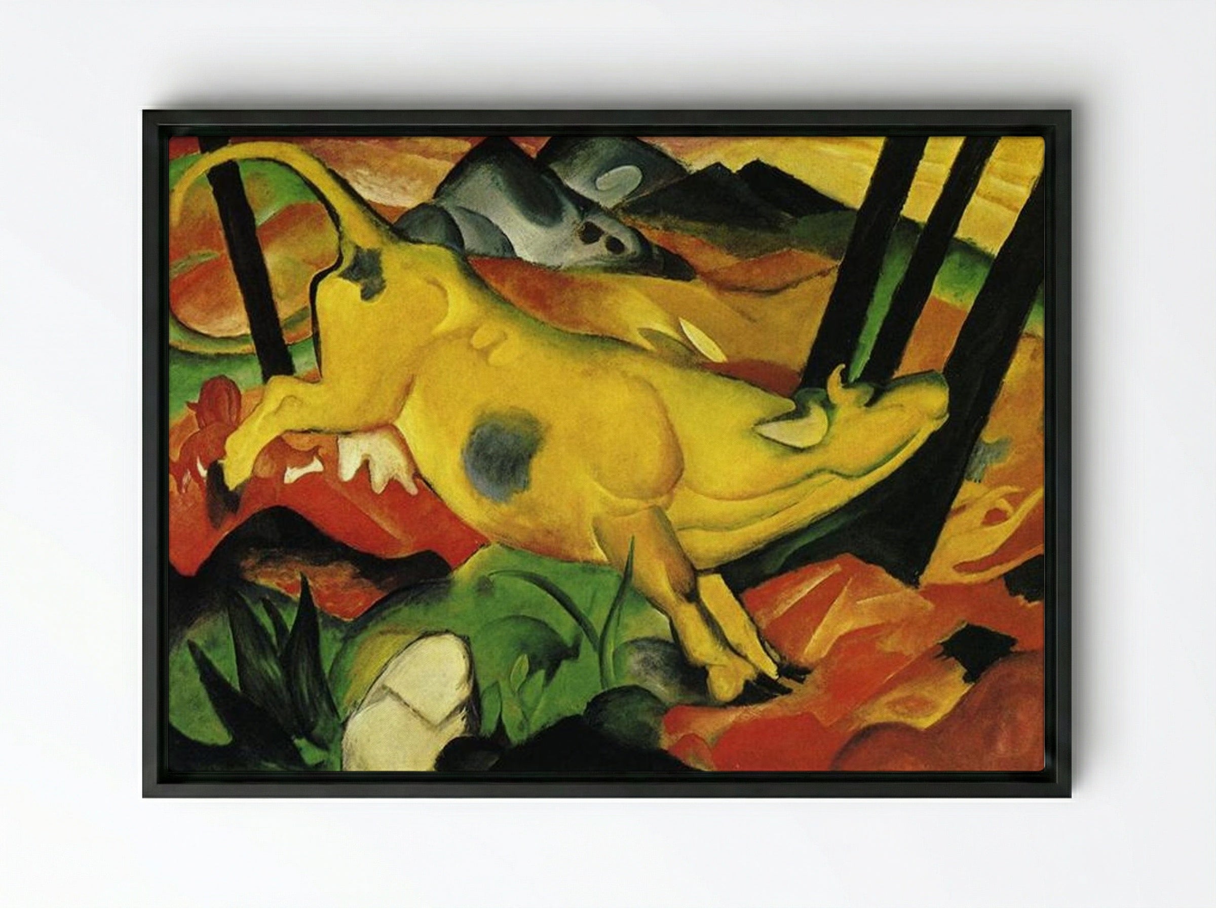 The Yellow Cow - Franz Marc - Framed Canvas Black