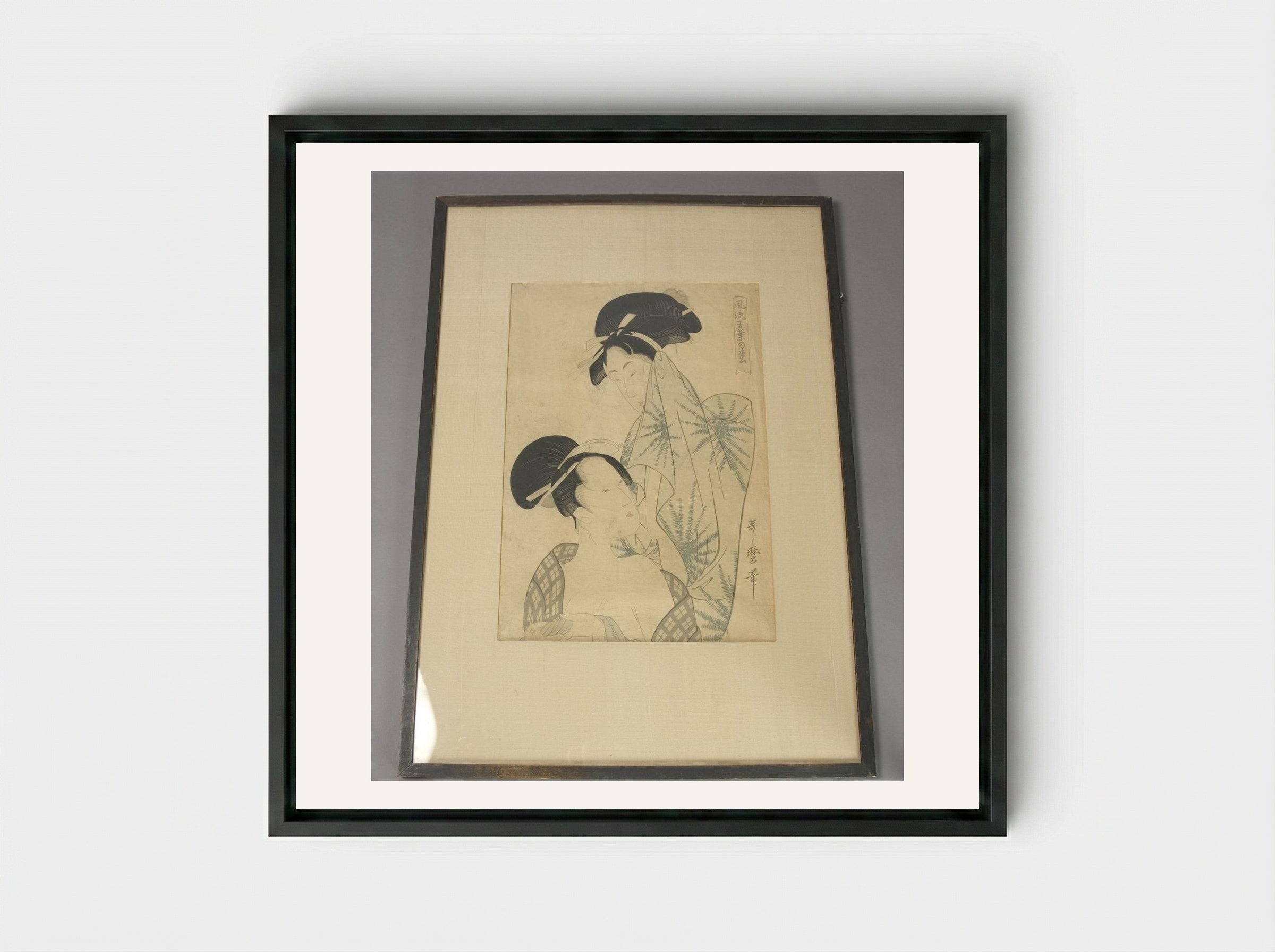 Two Women after Bath, from the series Elegant Pines of Fivefold Needles (Furyu goyo no matsu) - Kitagawa Utamaro - Framed Canvas Black