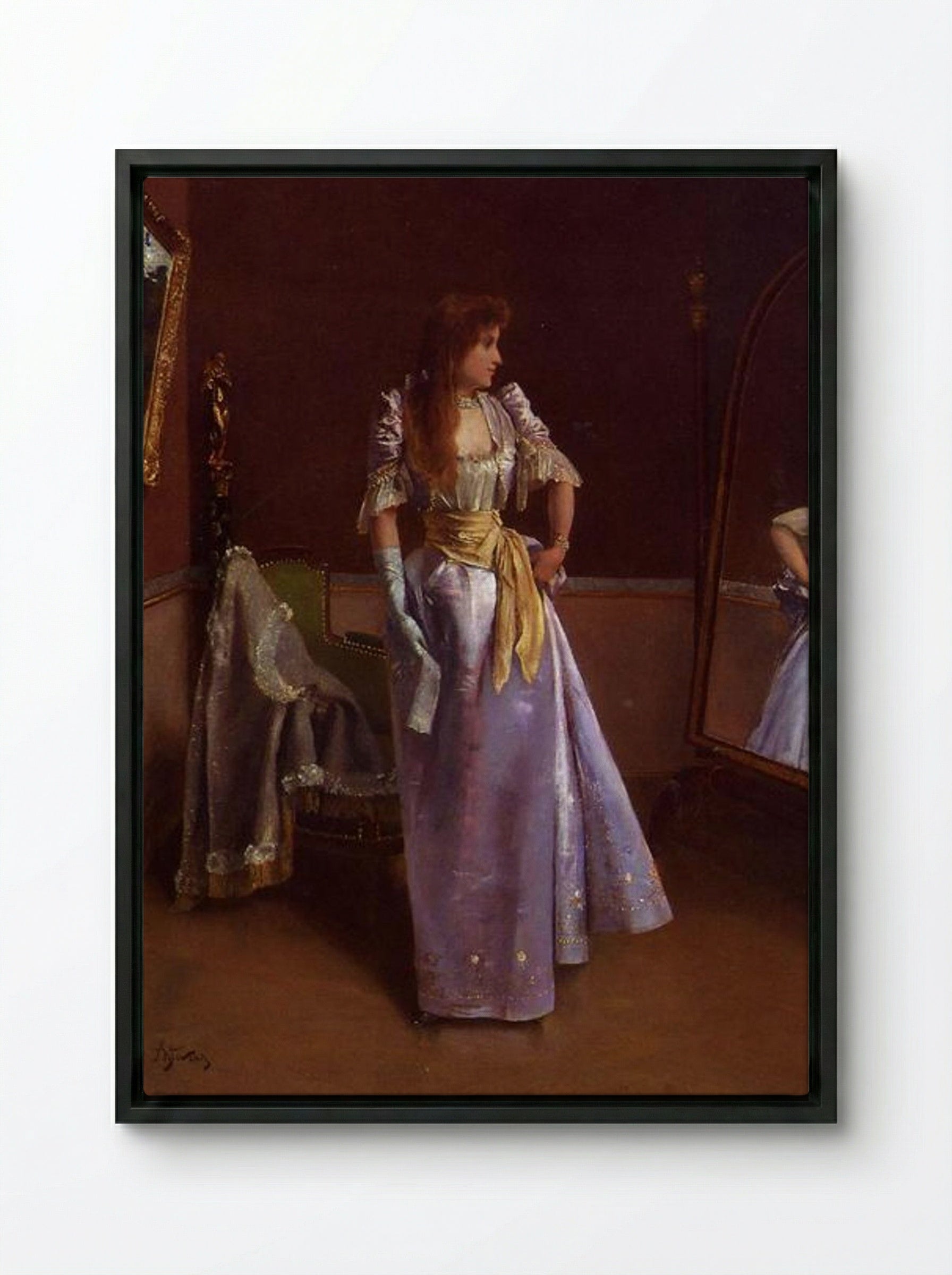 Ready for the Ball - Alfred Stevens - Framed Canvas Black