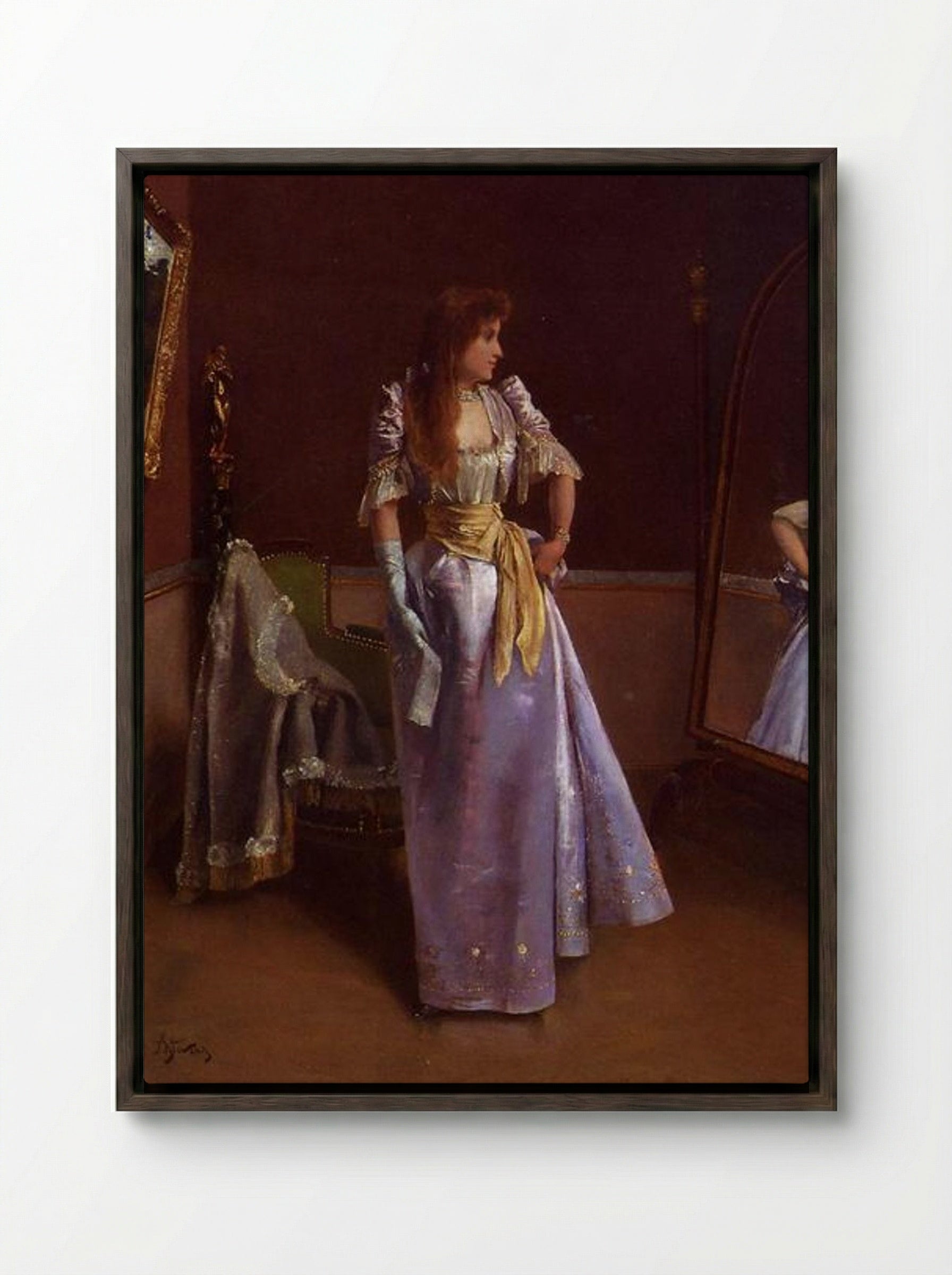 Ready for the Ball - Alfred Stevens - Framed Canvas Dark Wood