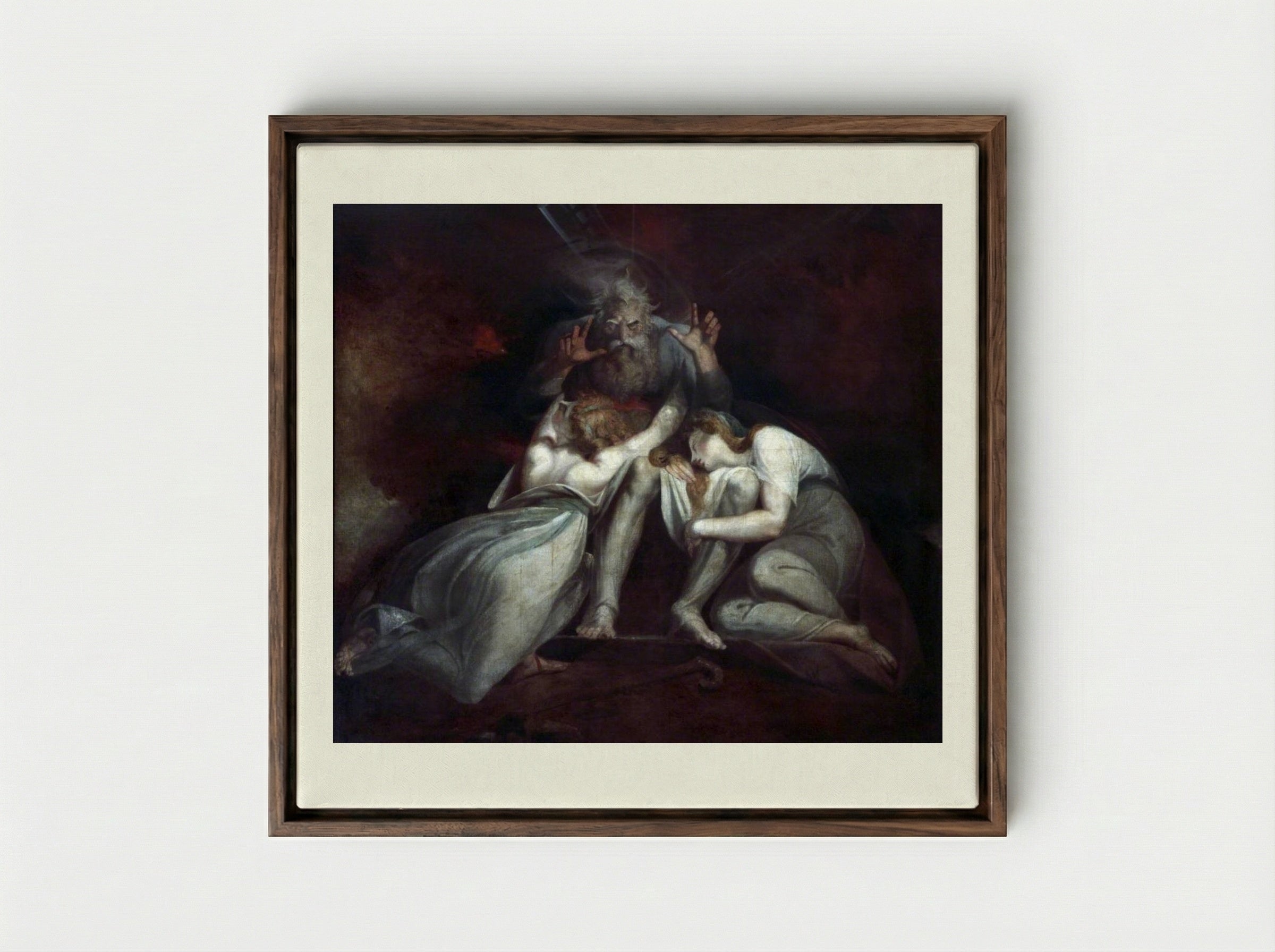 The Death of Oedipus - Henry Fuseli - Framed Canvas Dark Wood