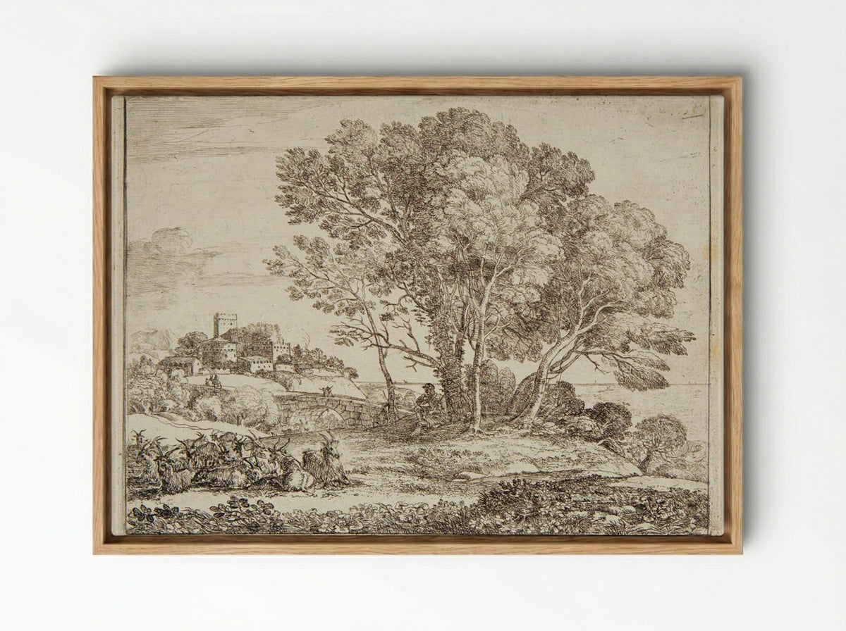 The Goatherd - Claude Lorrain - Framed Canvas Wood