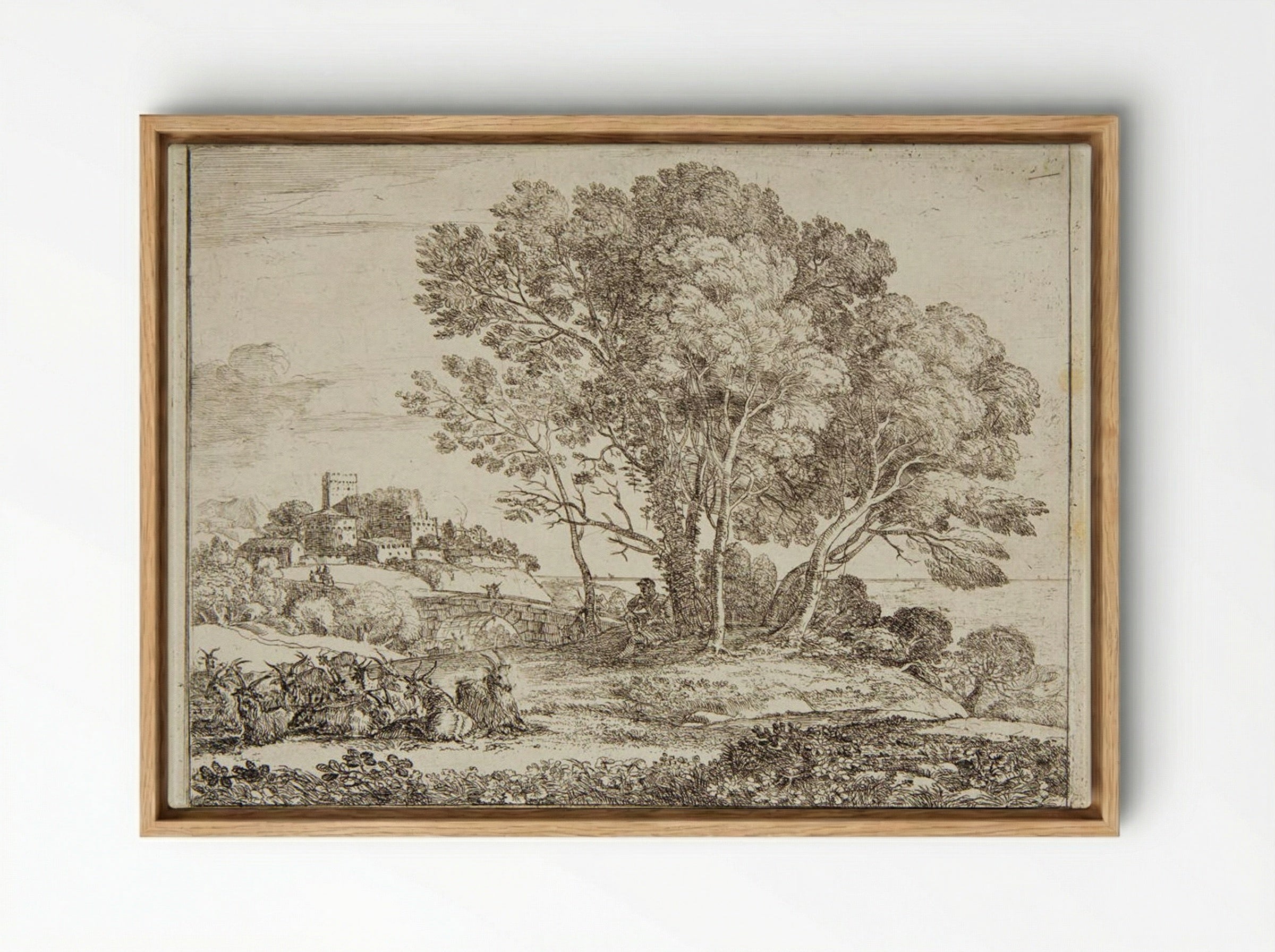 The Goatherd - Claude Lorrain - Framed Canvas Wood
