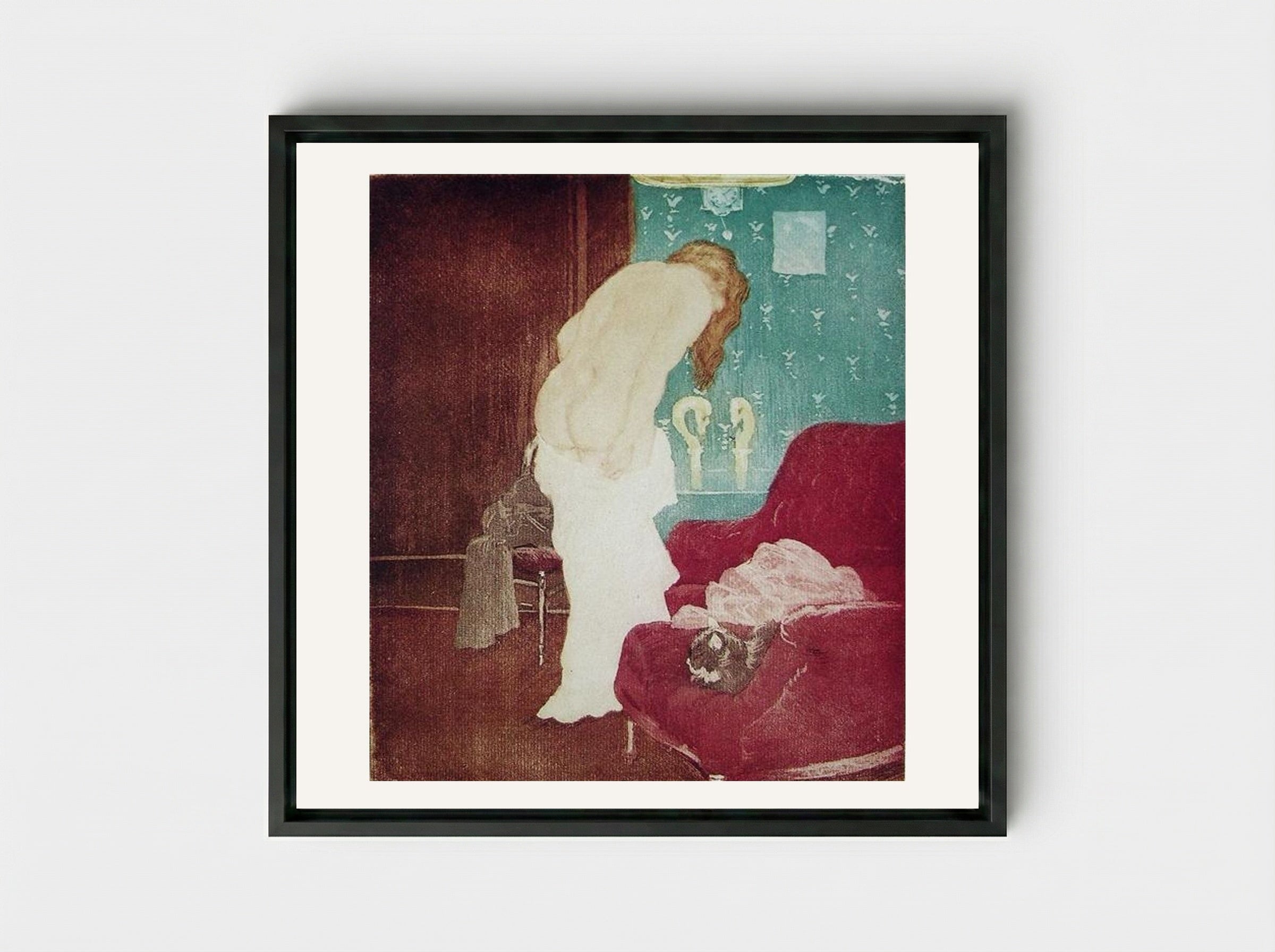 Bathroom (La Toilette) - Charles Maurin - Framed Canvas Black