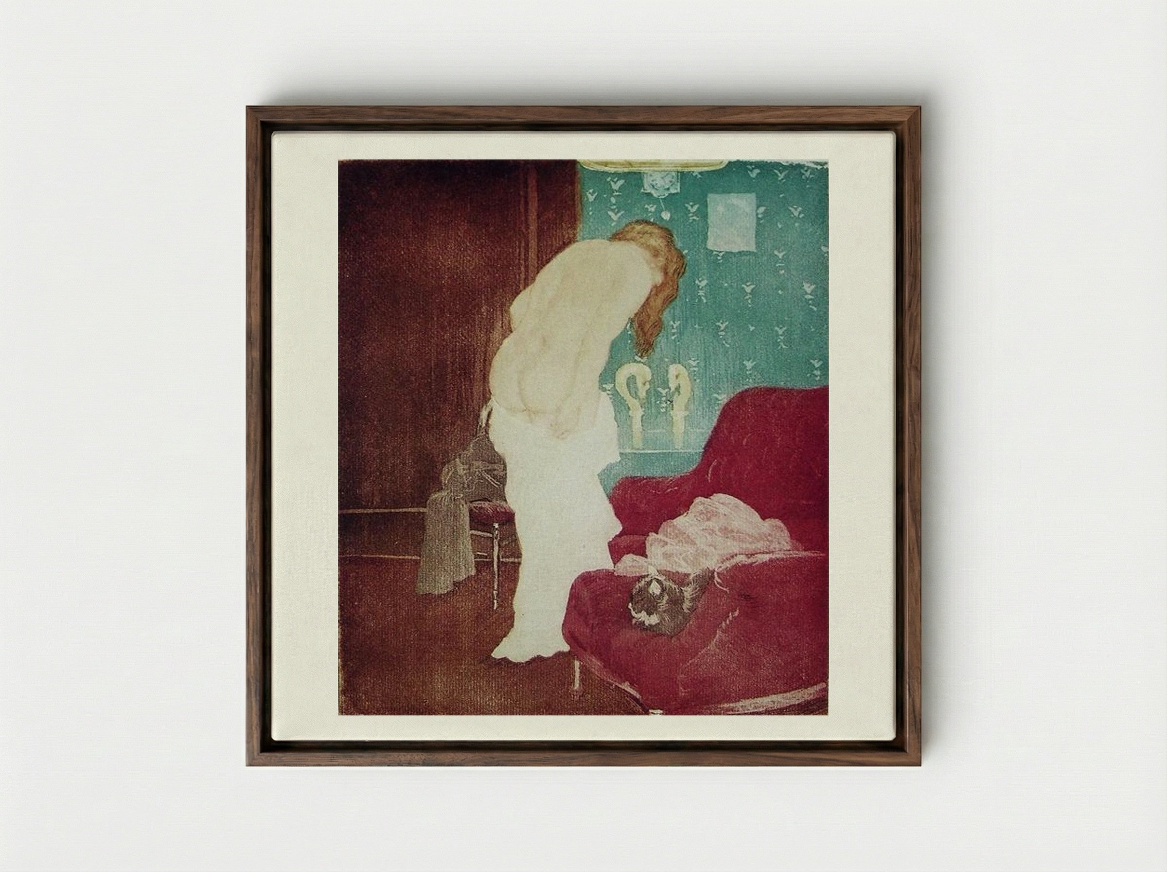 Bathroom (La Toilette) - Charles Maurin - Framed Canvas Dark Wood