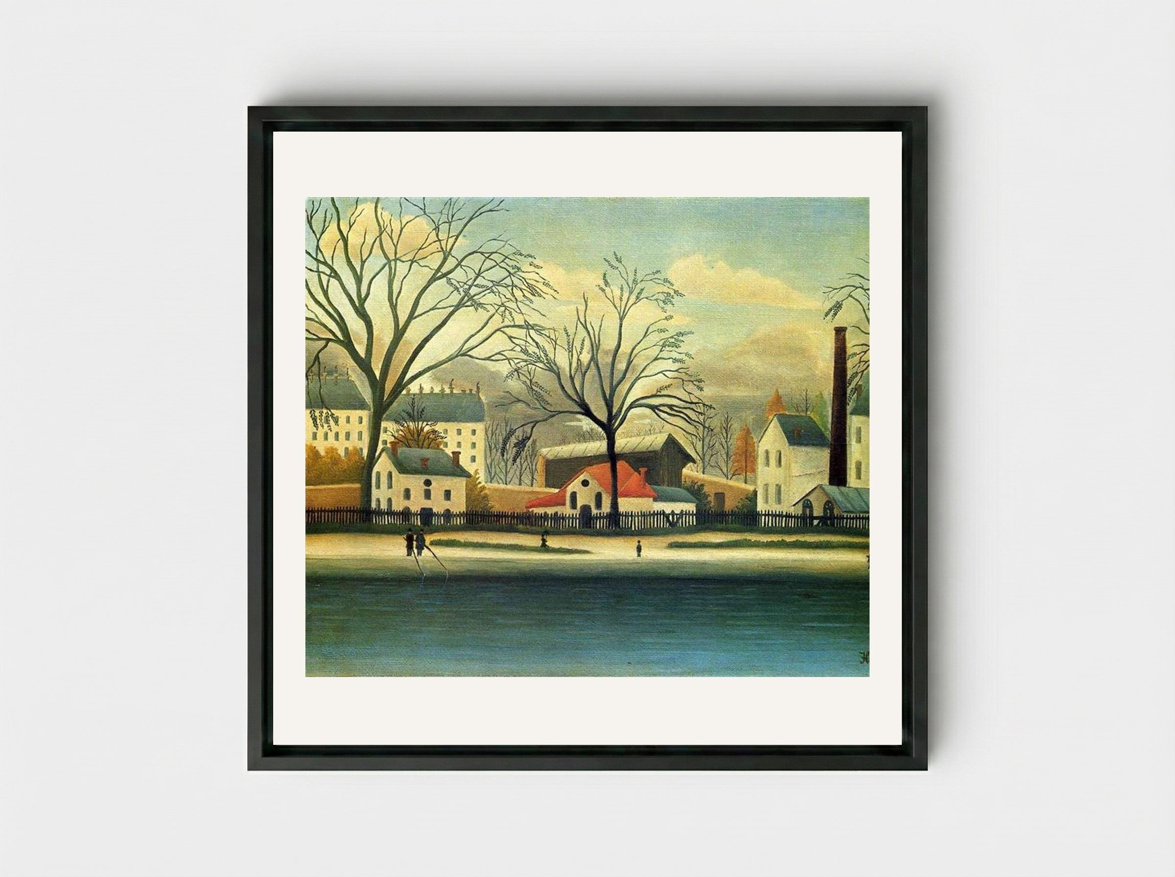 Suburban Scene - Henri Rousseau - Framed Canvas Black