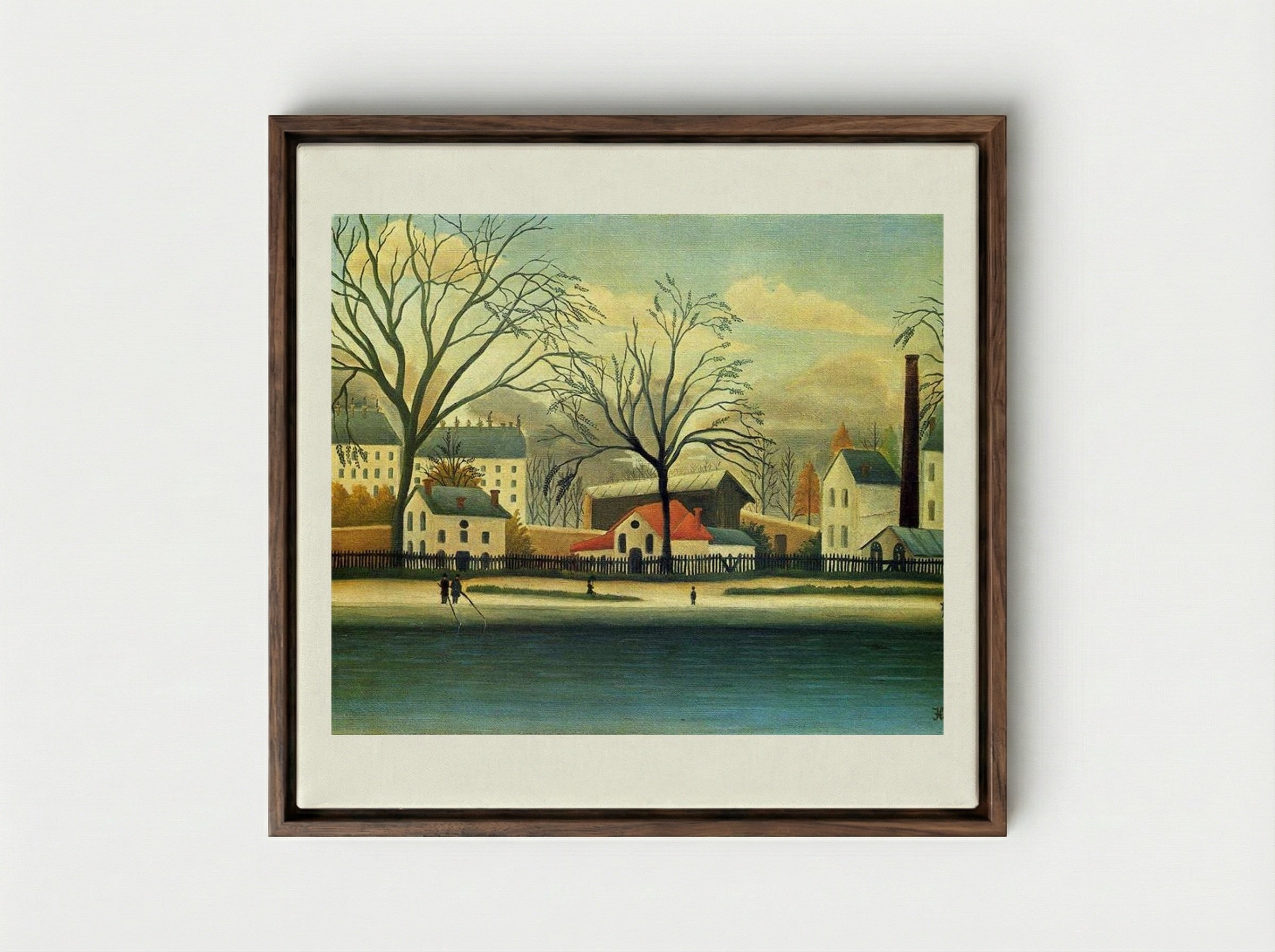 Suburban Scene - Henri Rousseau - Framed Canvas Dark Wood
