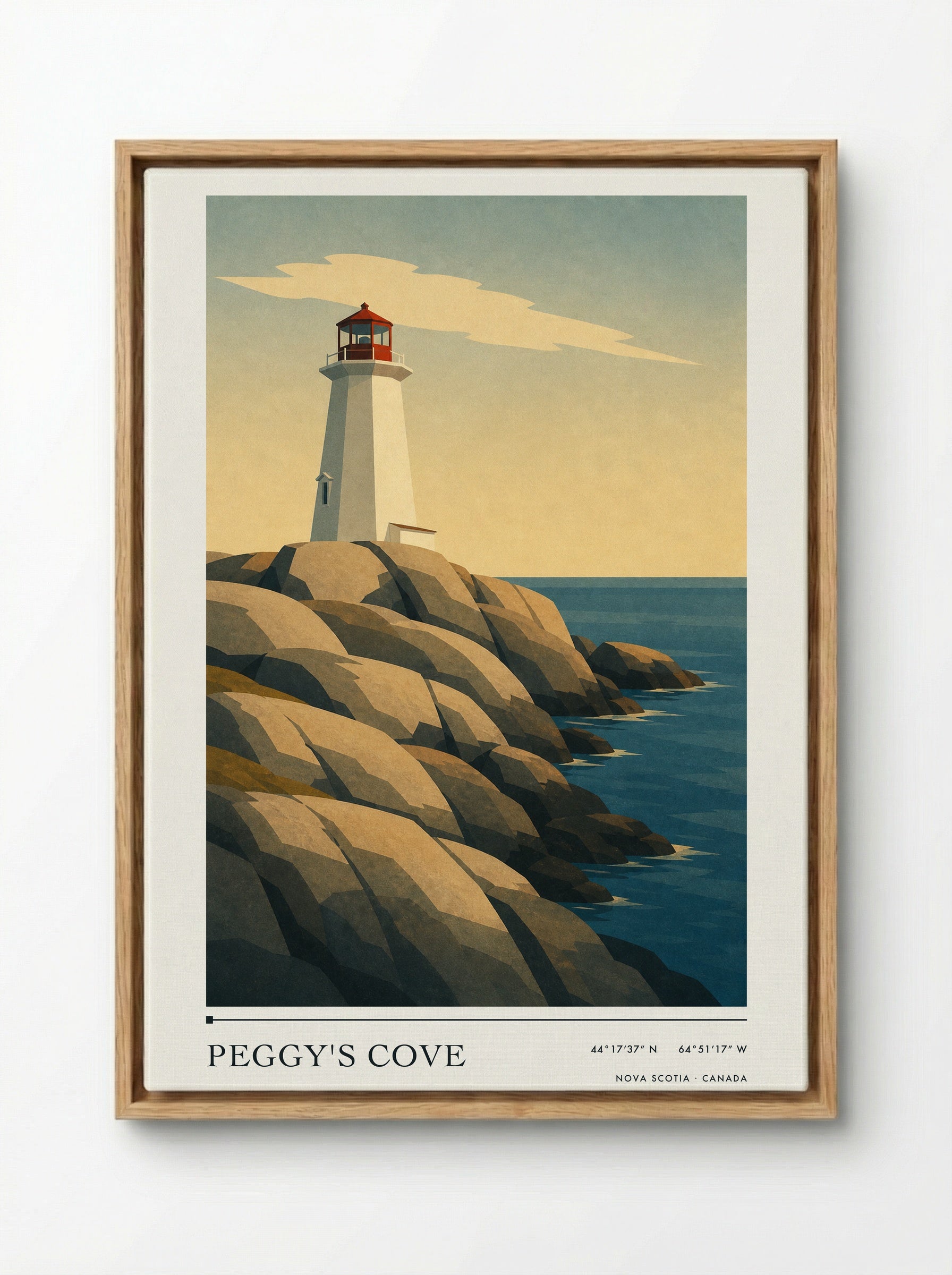 Peggy's Cove Travel Poster Artwork - Framed Canvas Wood