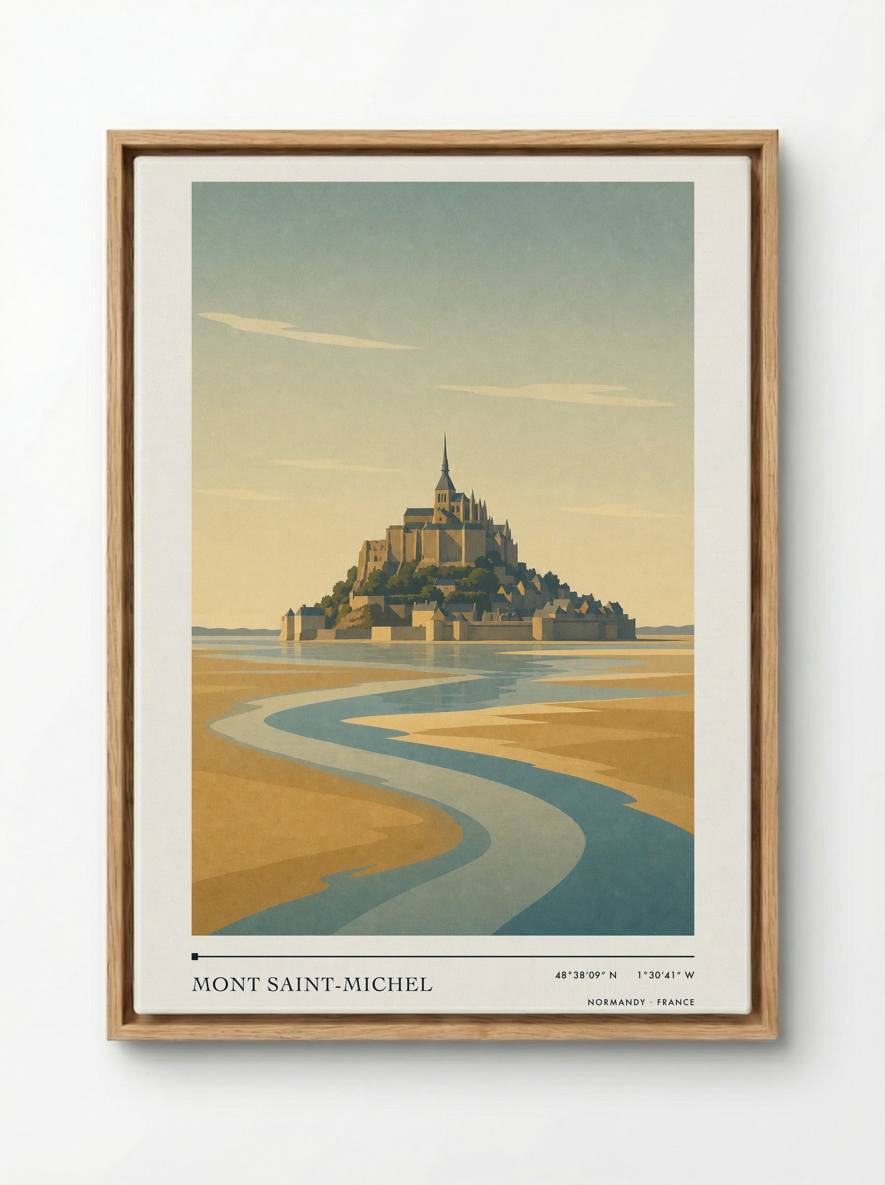 Mont Saint-Michel Travel Poster Artwork - Framed Canvas Wood