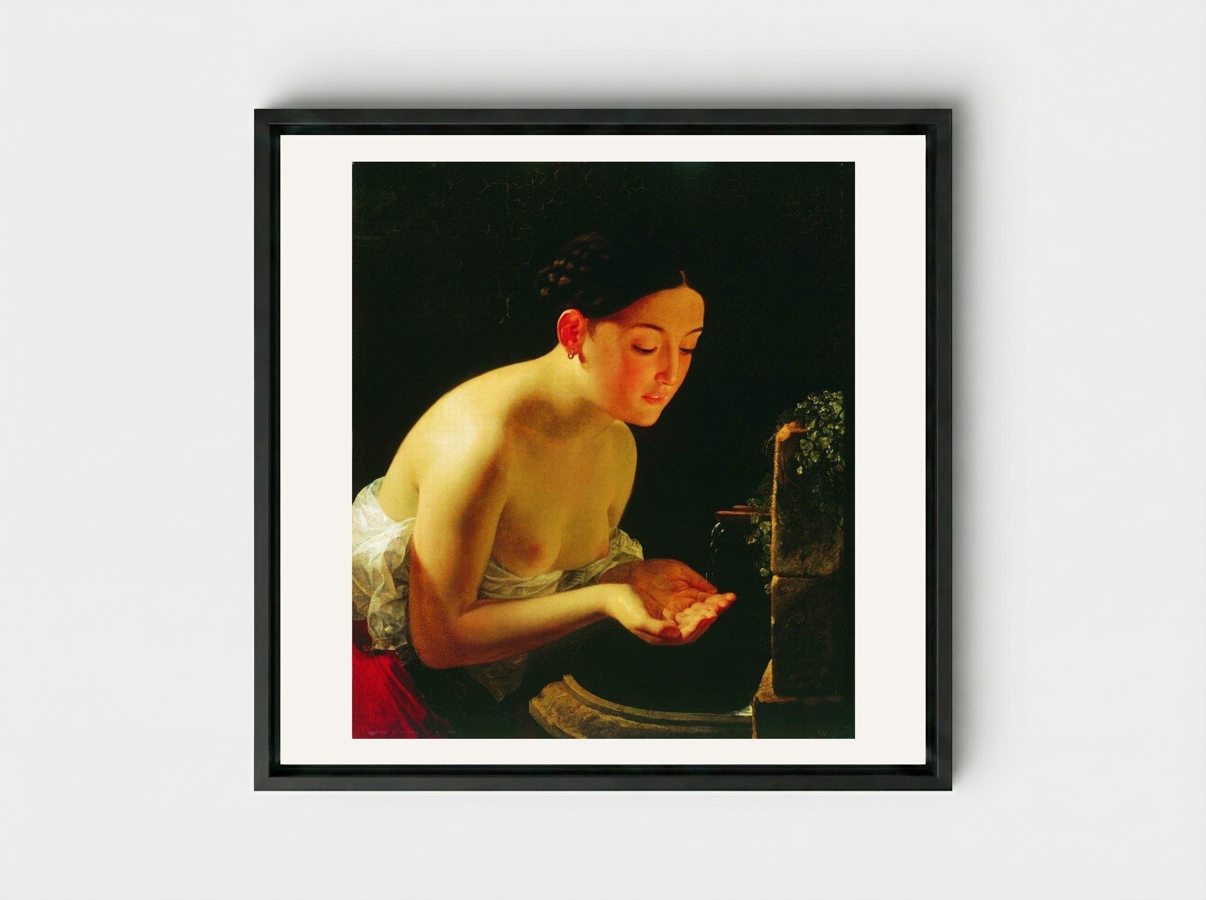 Italian Morning - Karl Bryullov - Framed Canvas Black