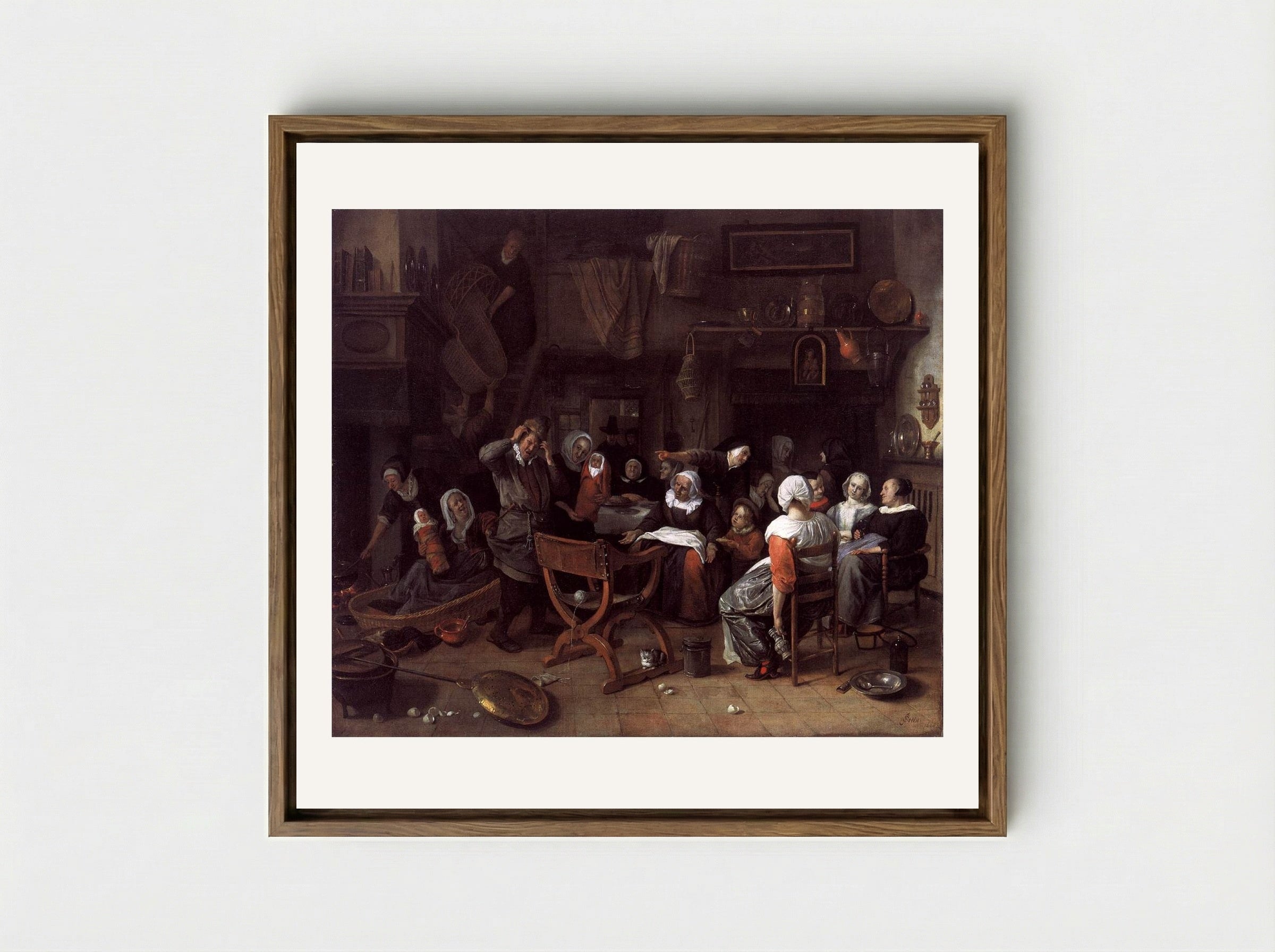 The Twin Birth Celebration - Jan Steen - Framed Canvas Wood