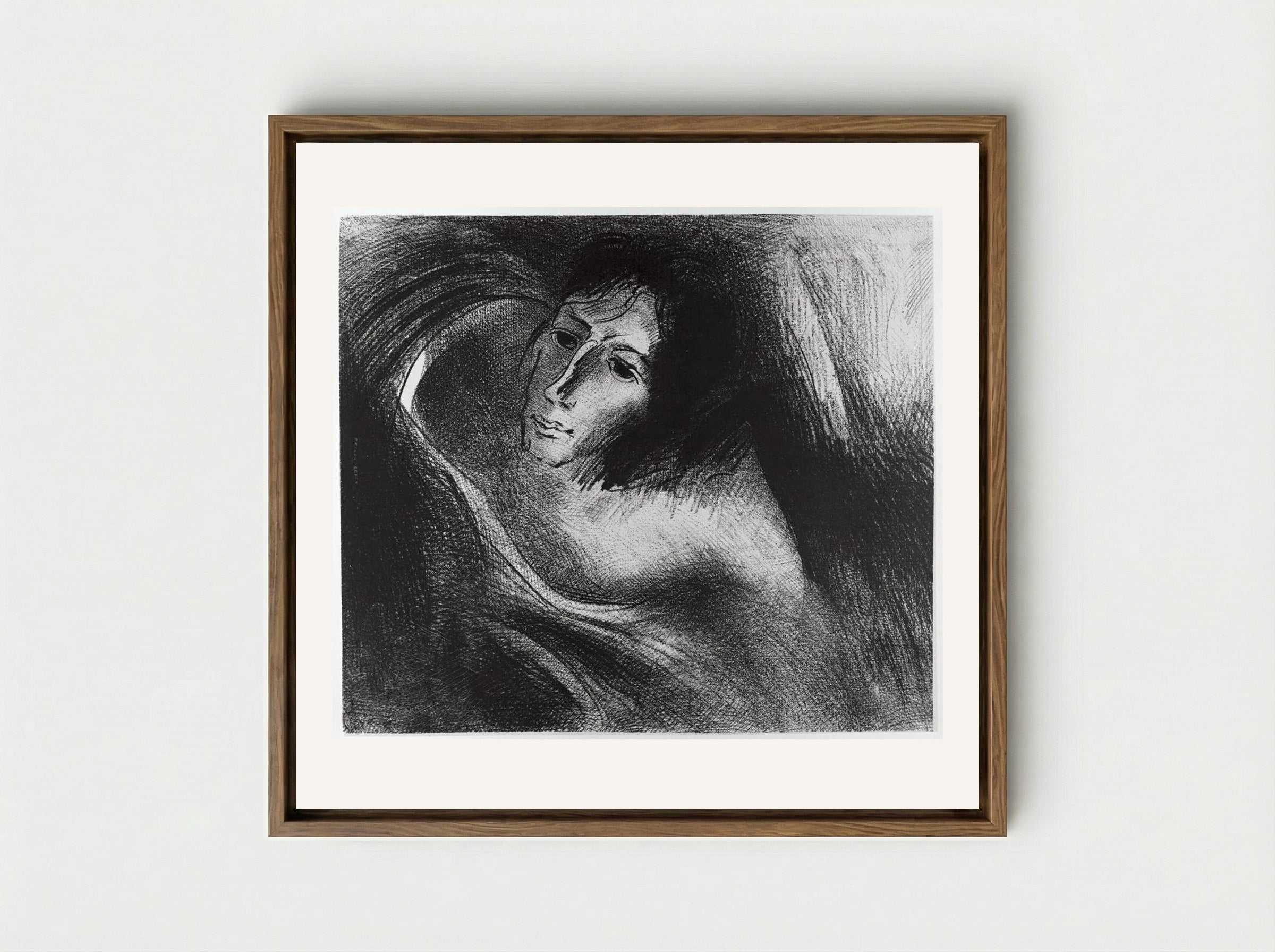And the devil that deceived them was cast into the lake of fire, where the beast and the false prophets are... - Odilon Redon - Framed Canvas Wood