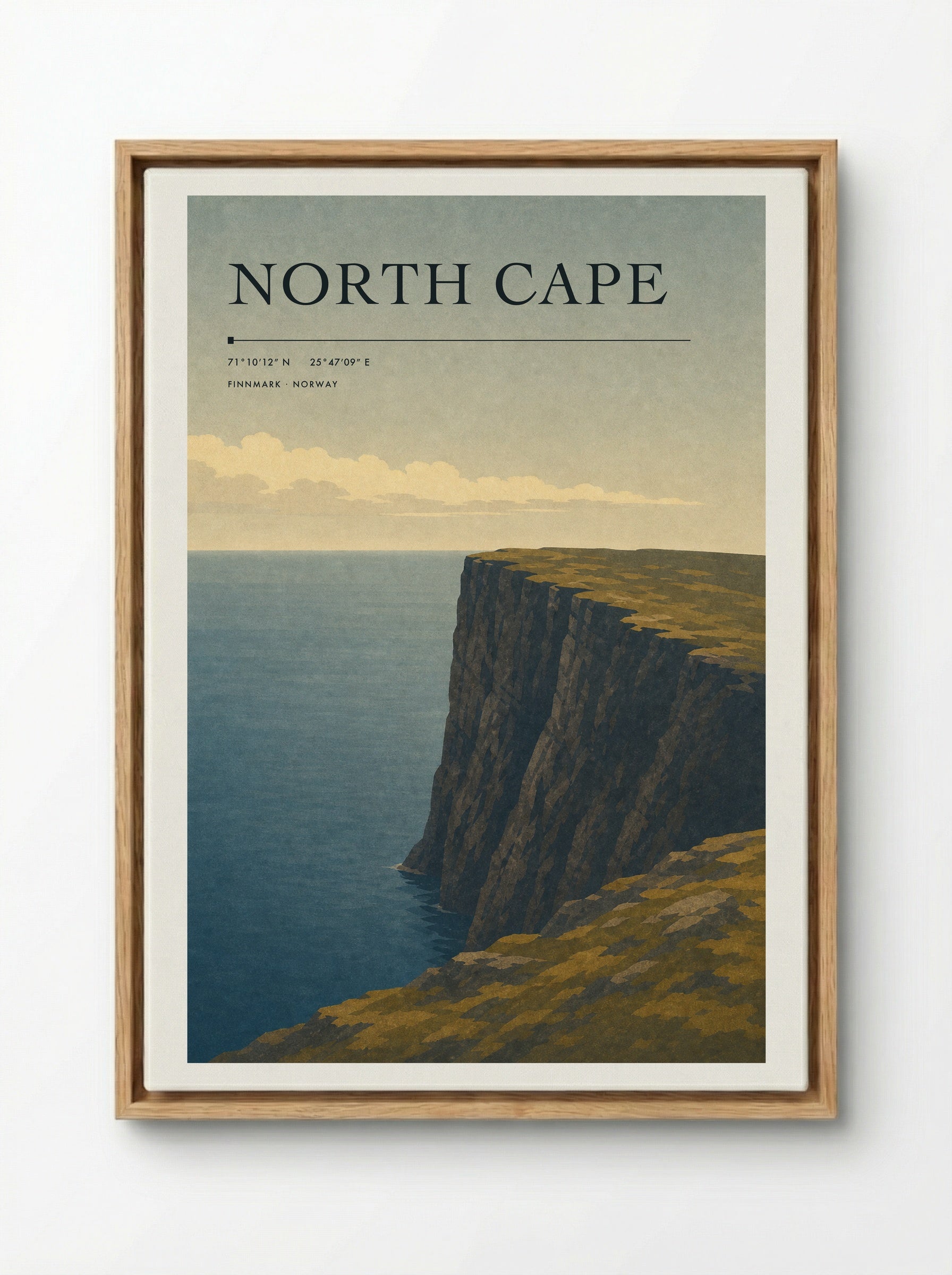 North Cape Travel Poster Artwork - Framed Canvas Wood