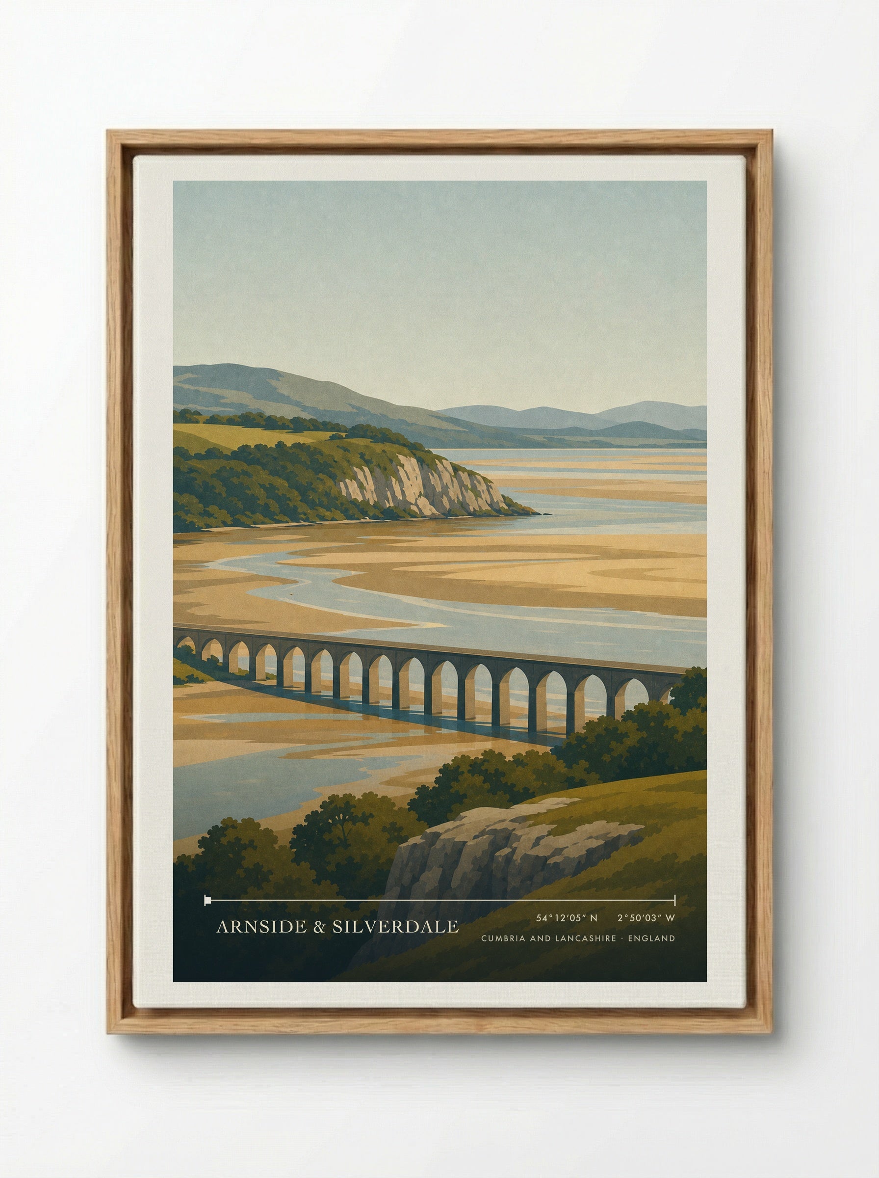 Arnside & Silverdale Travel Poster Artwork - Framed Canvas Wood