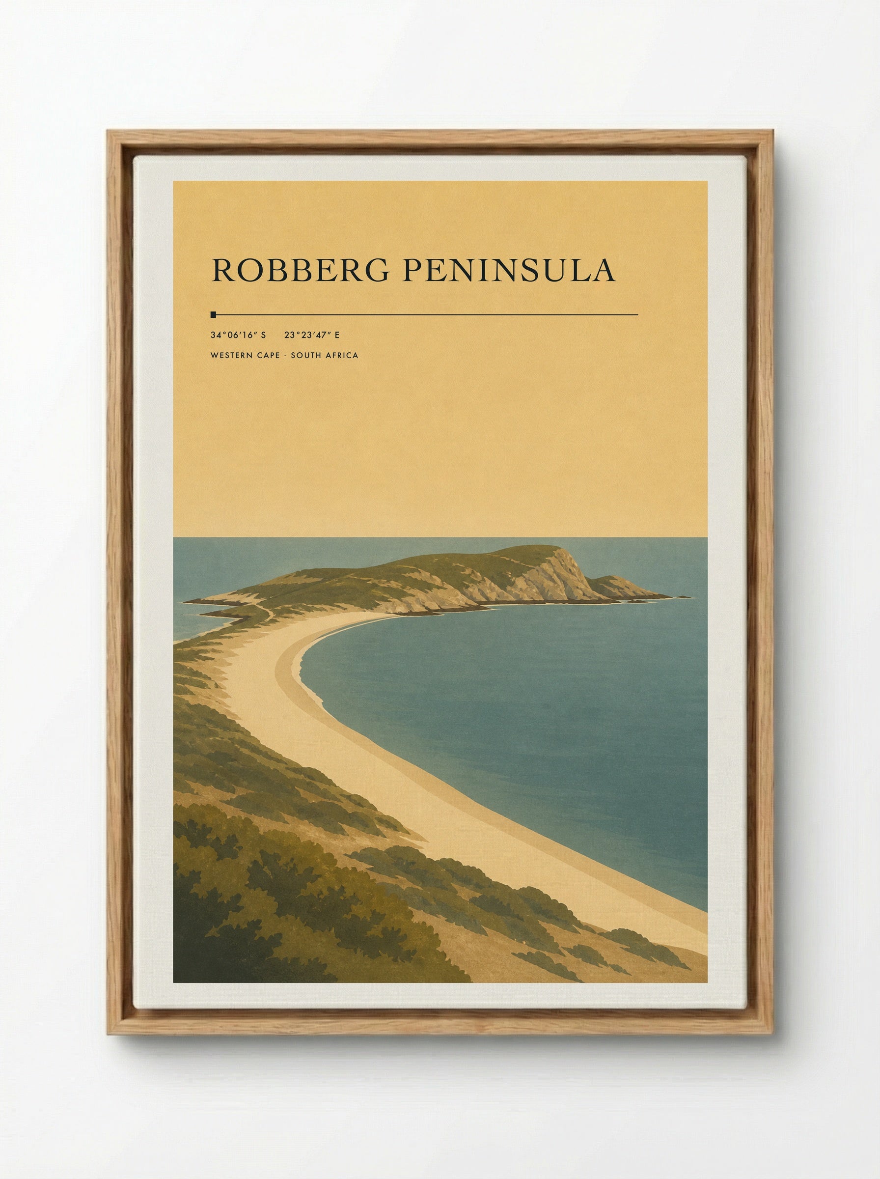 Robberg Peninsula Travel Poster Artwork - Framed Canvas Wood