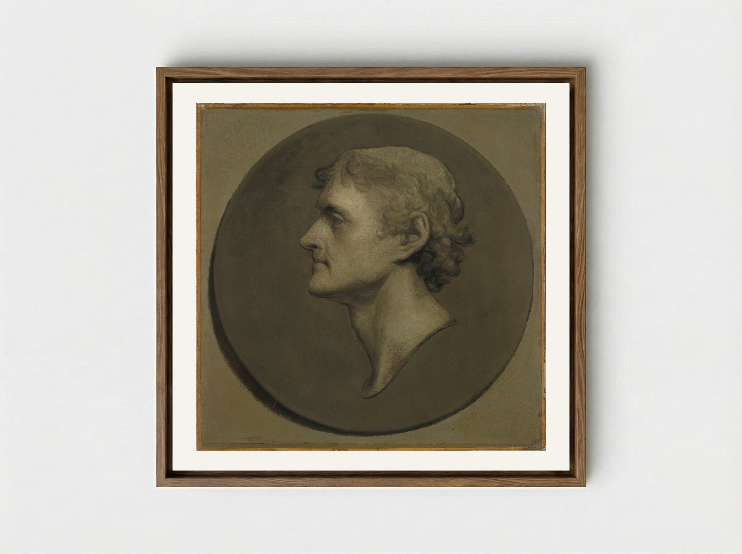 Thomas Jefferson (The Medallion Portrait) - Gilbert Stuart - Framed Canvas Wood
