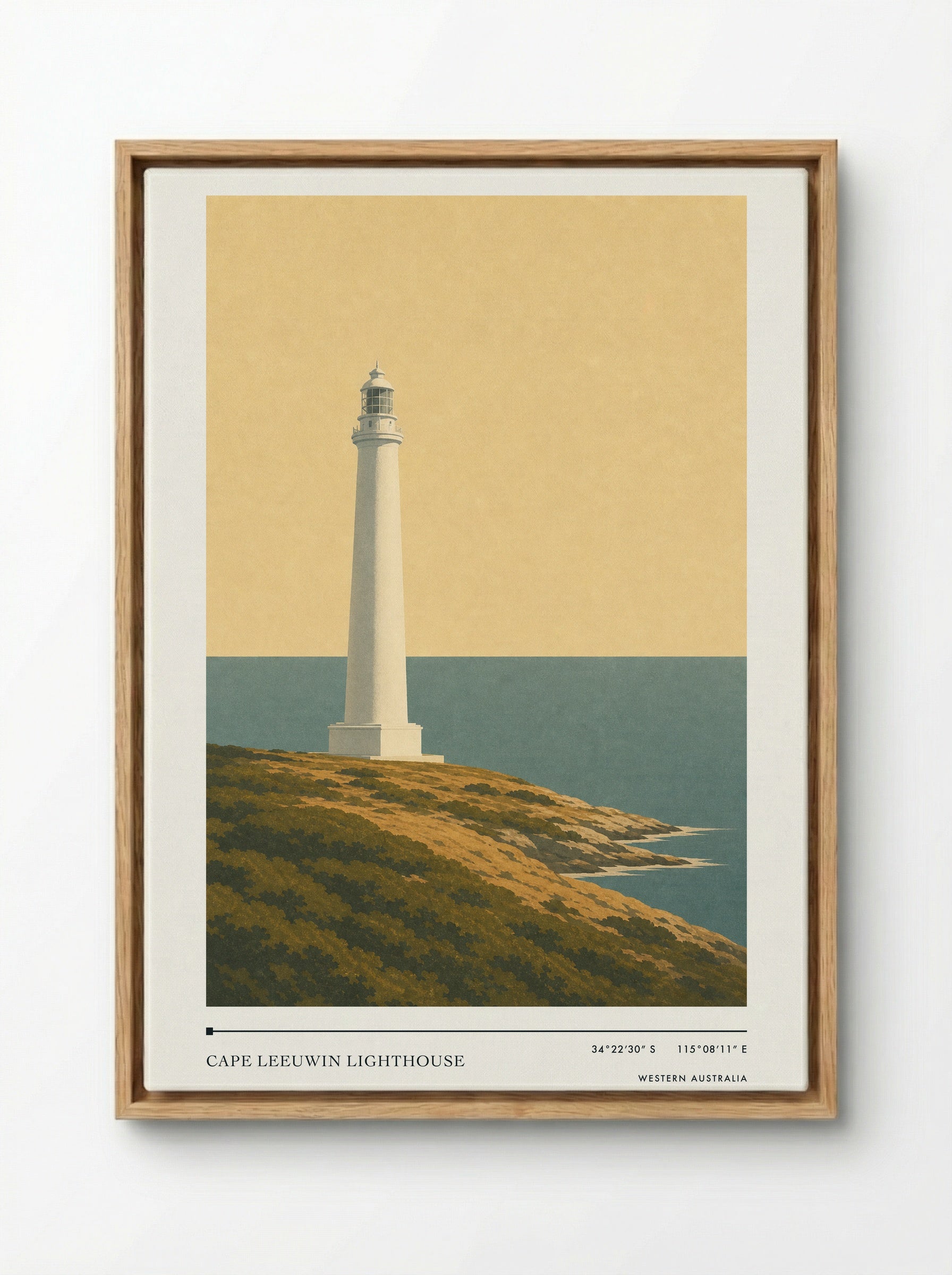 Cape Leeuwin Lighthouse Travel Poster Artwork - Framed Canvas Wood