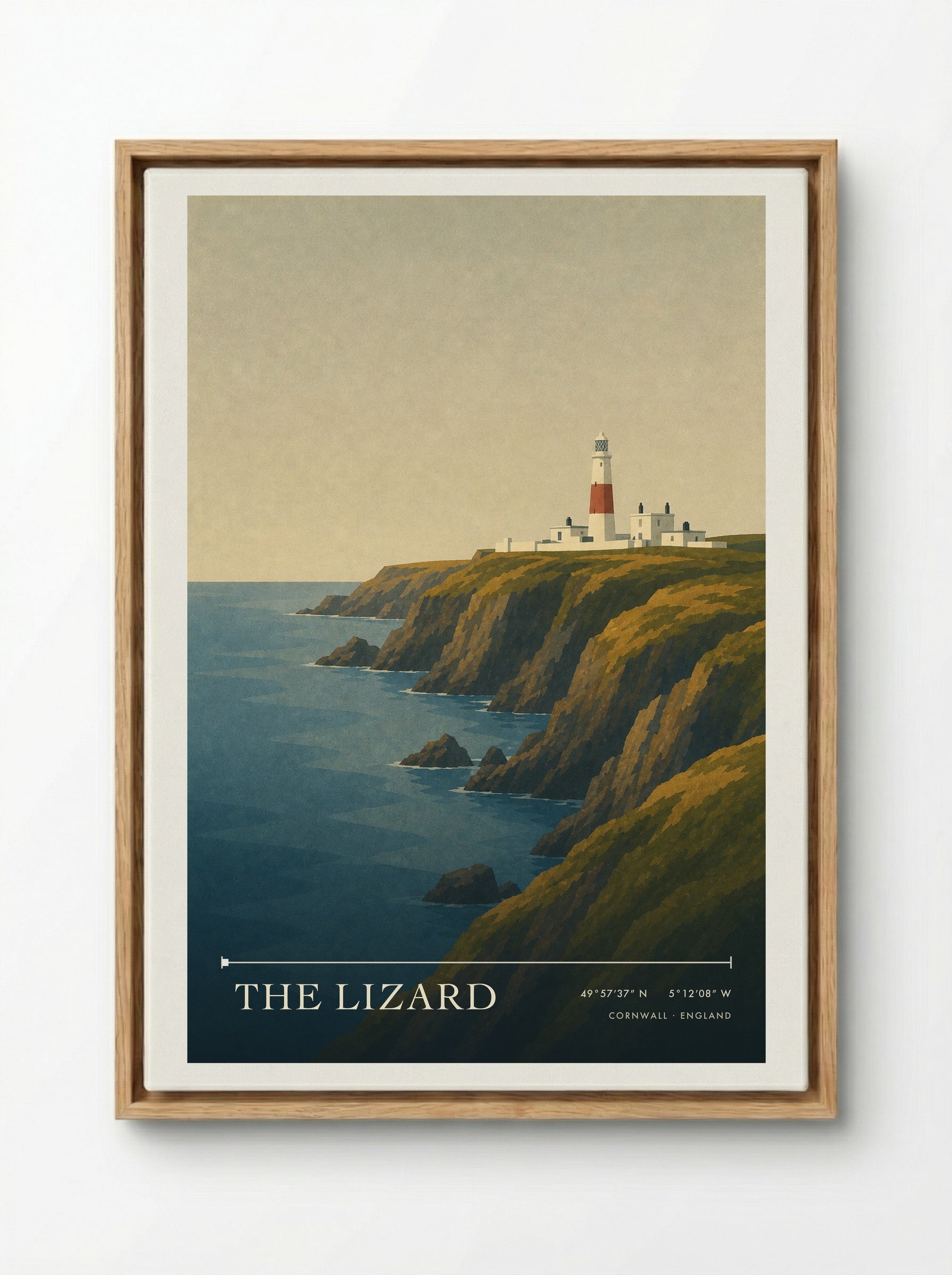 The Lizard Cornwall Travel Poster - Framed Canvas Wood