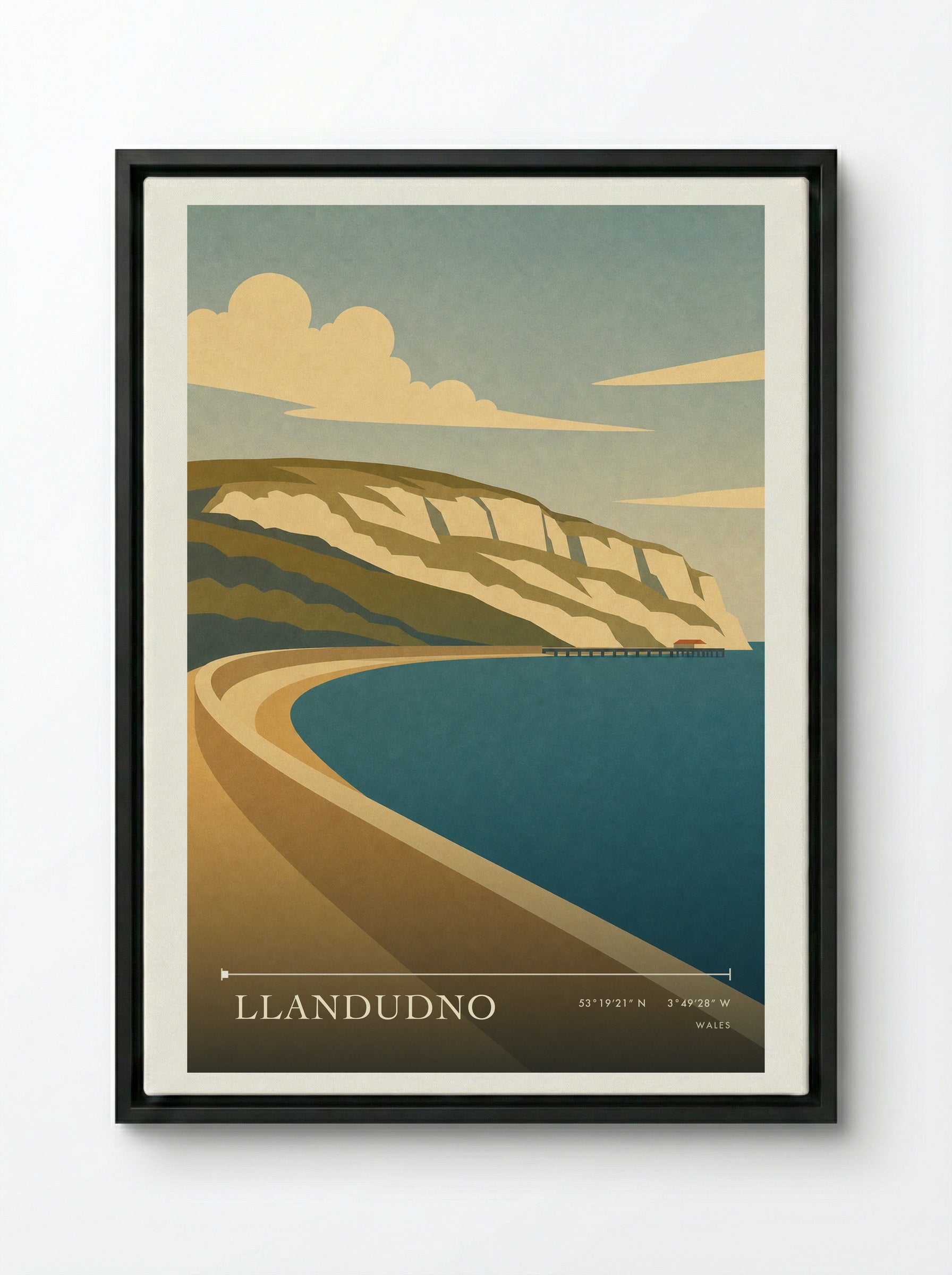 Llandudno Wales Travel Poster - Framed Canvas Black