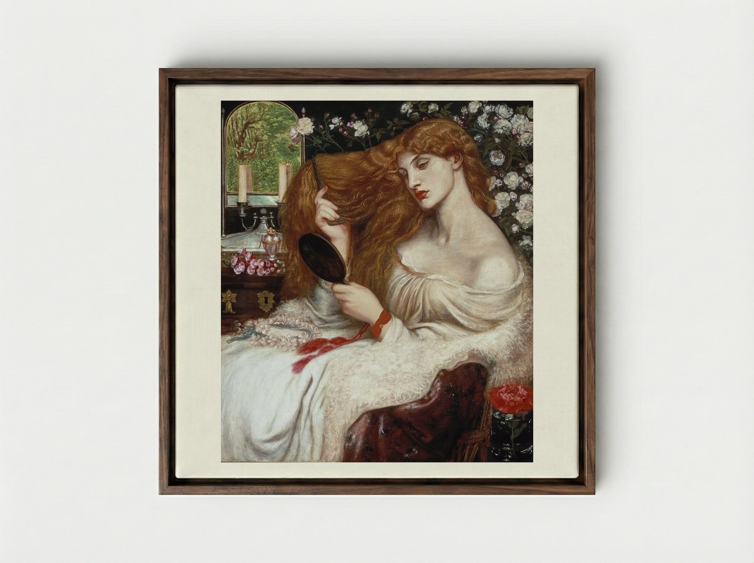Lady Lilith - Dante Gabriel Rossetti - Framed Canvas Dark Wood