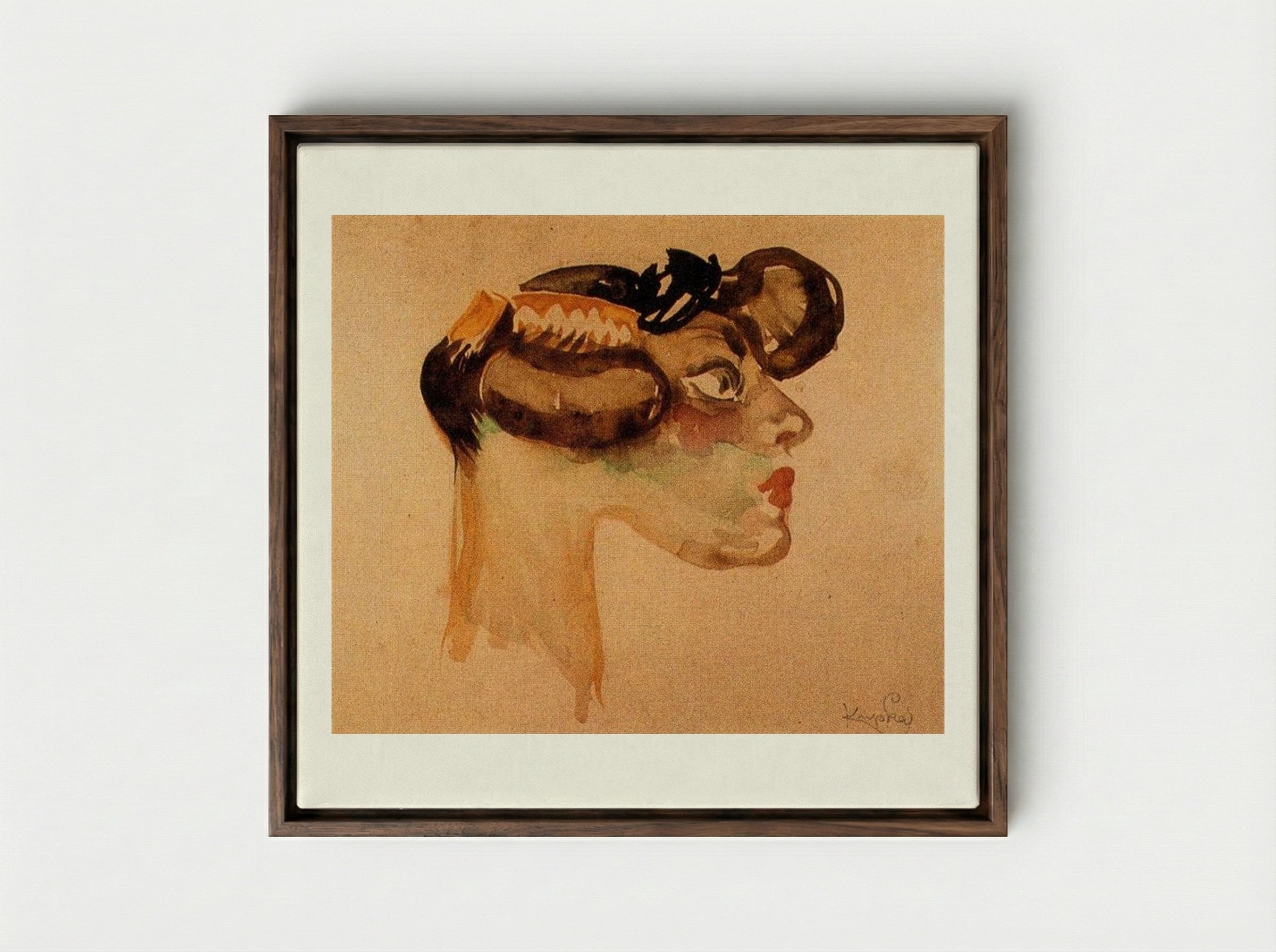 Head of a Woman - Frantisek Kupka - Framed Canvas Dark Wood