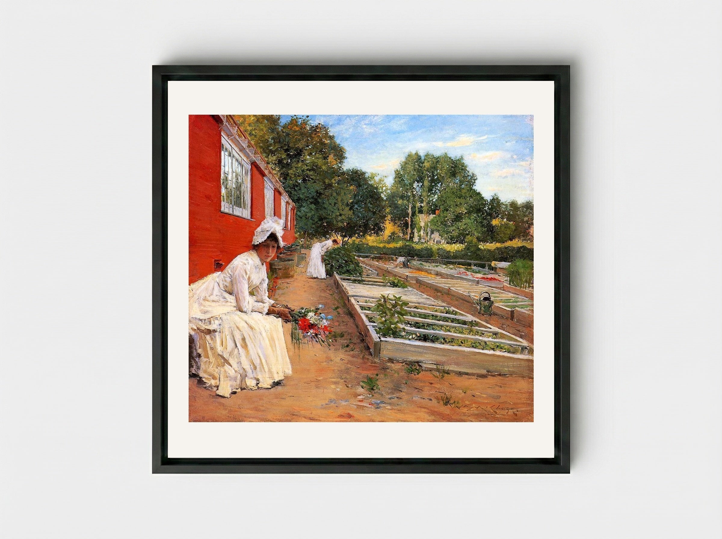 The Nursery - William Merritt Chase - Framed Canvas Black