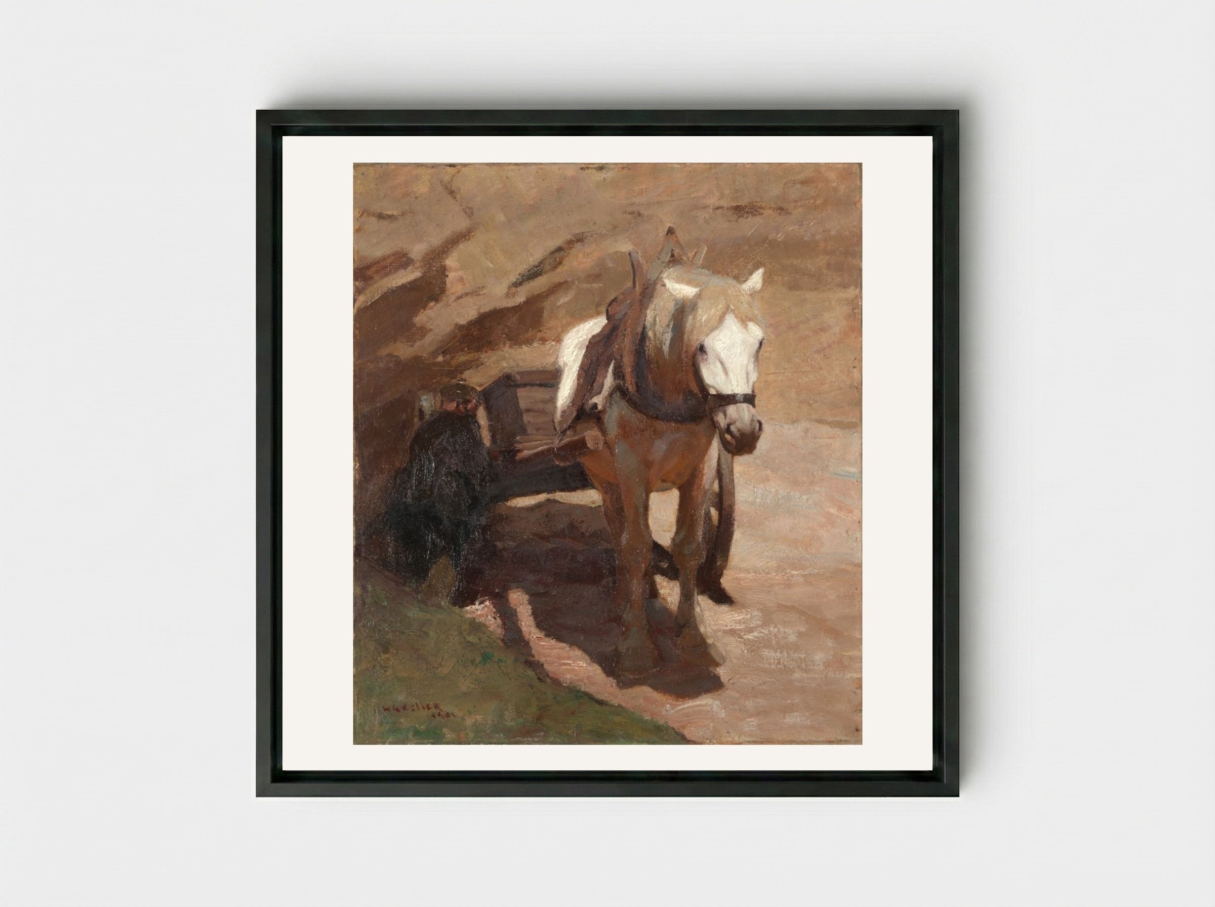 In the Sand-pit - Henry Keller - Framed Canvas Black