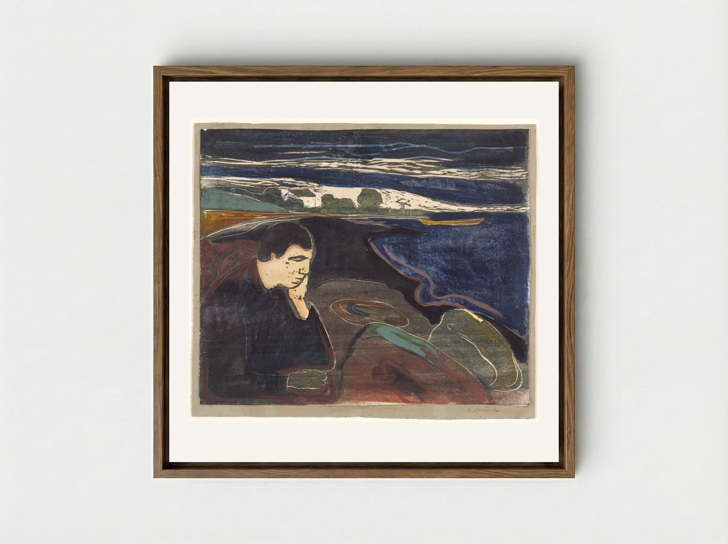 Evening, Melancholy I - Edvard Munch - Framed Canvas Wood