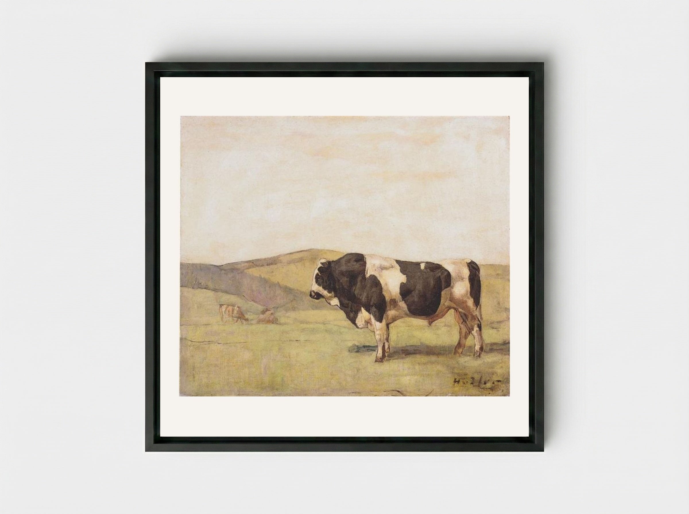 The Bull - Ferdinand Hodler - Framed Canvas Black