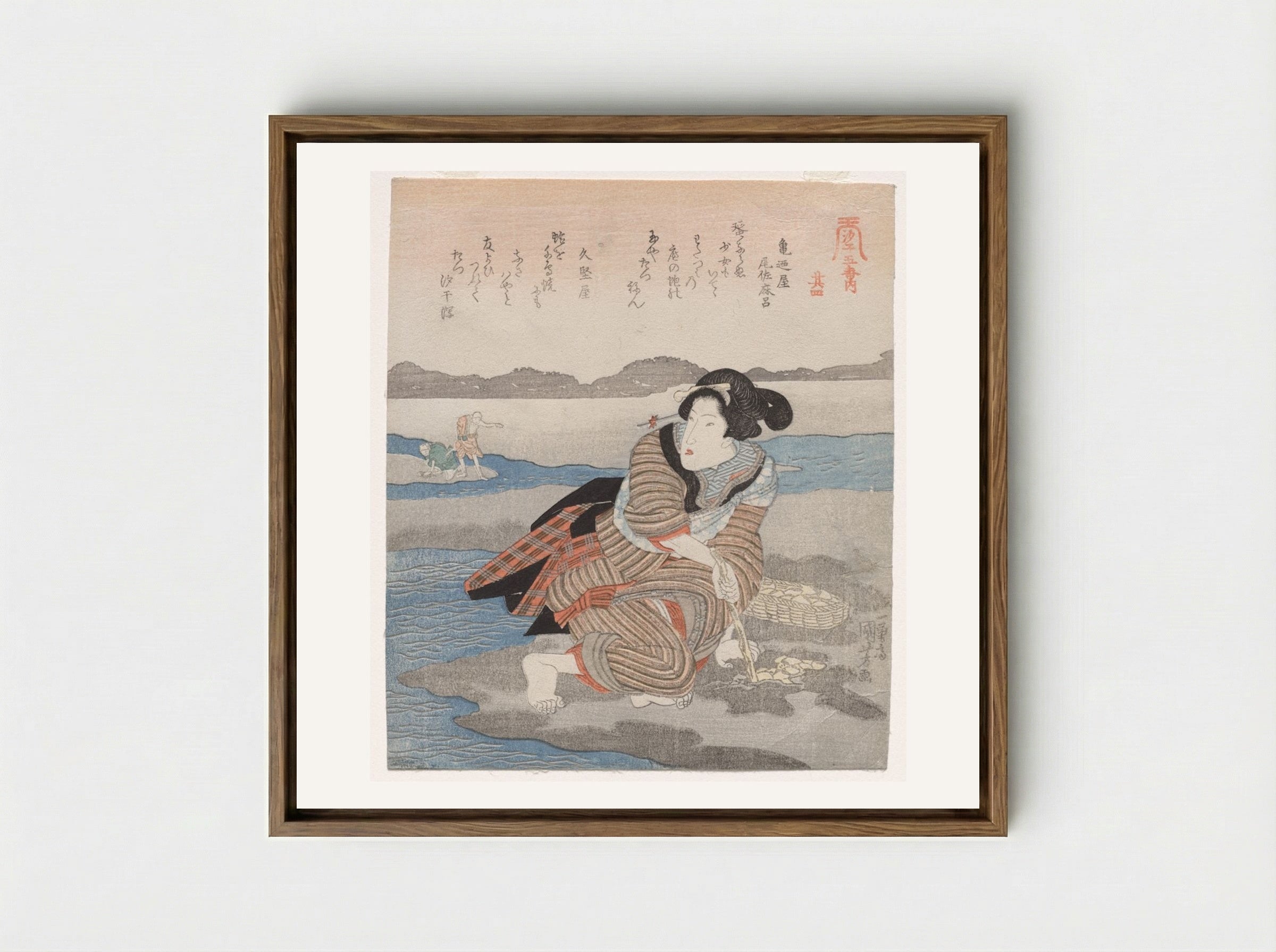 Fourth Print from A Low Tide Pentaptych - Utagawa Kuniyoshi - Framed Canvas Wood