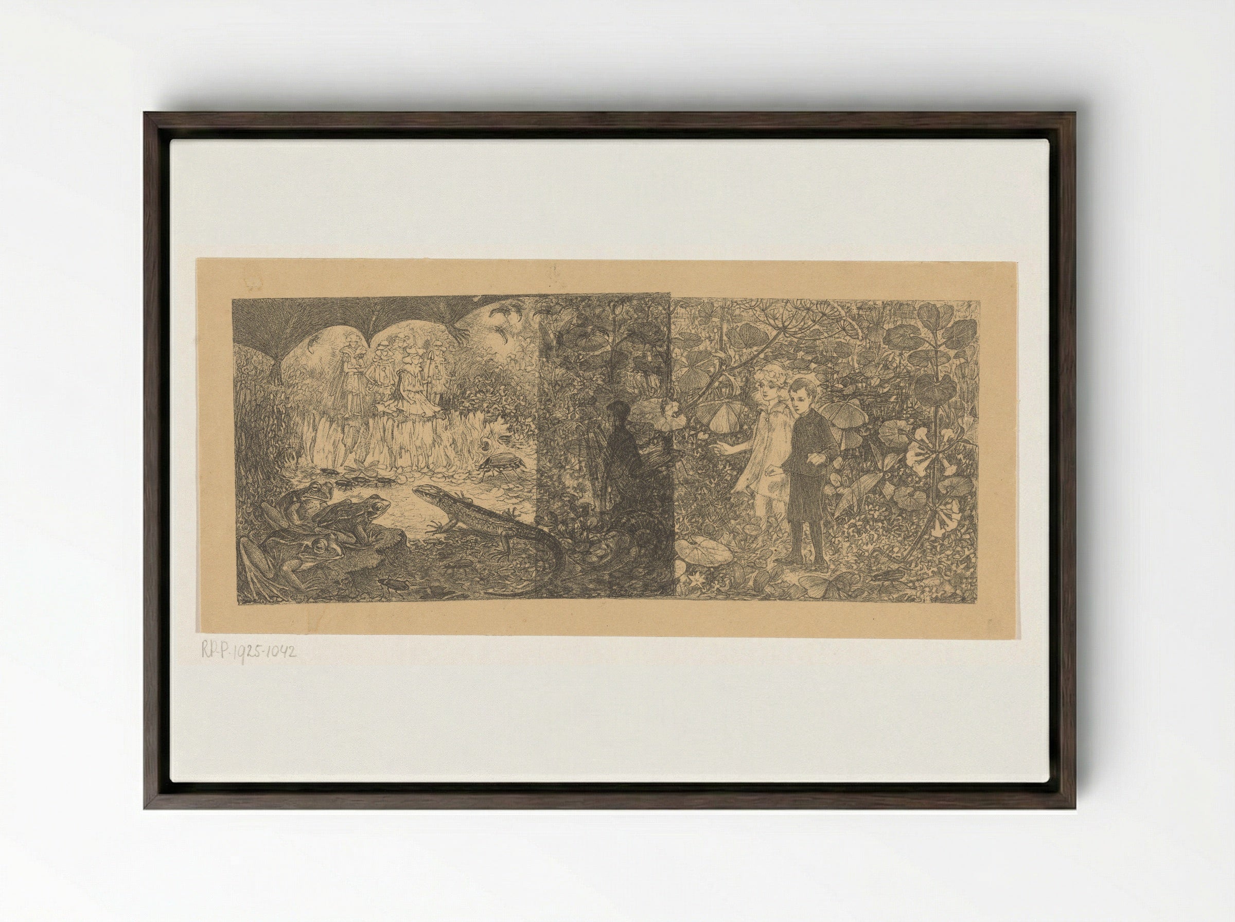 Johannes en Windekind bij de elfenkoning Oberon - Edzard Koning - Framed Canvas Dark Wood