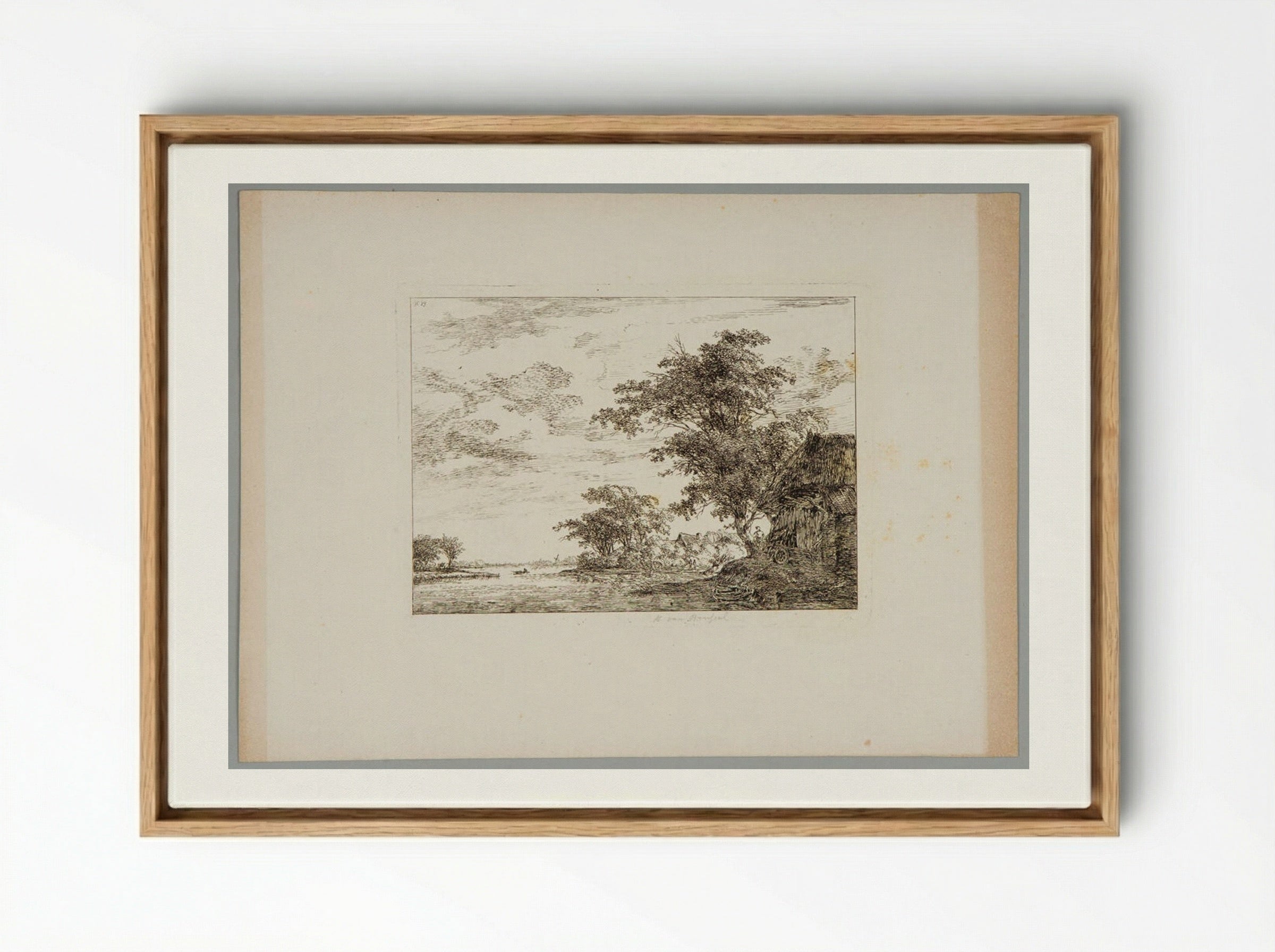 Plate III (Rural Scene with Cottage) - Hermanus van Brussel - Framed Canvas Wood
