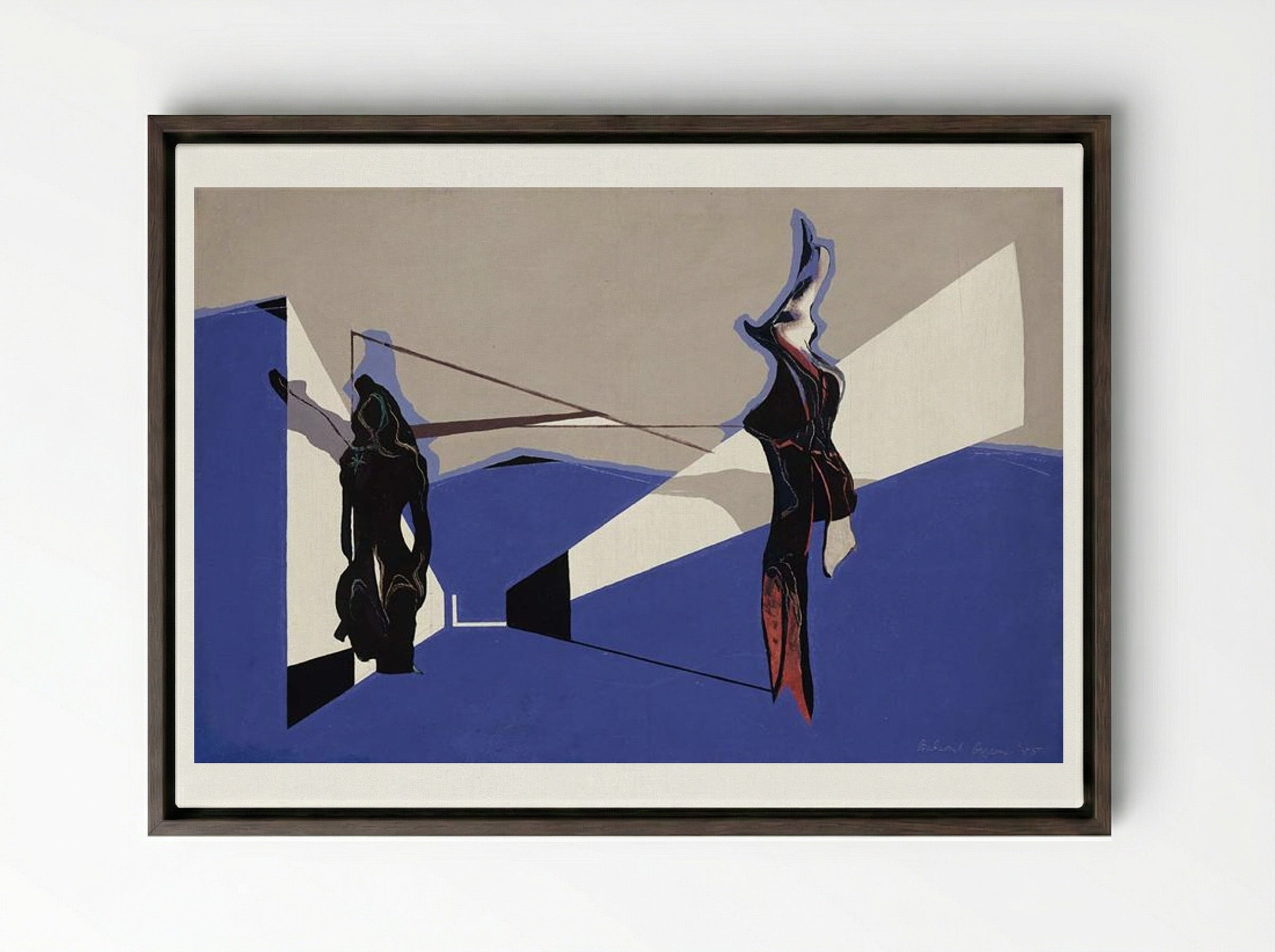 Way Down Blue - Balcomb Greene - Framed Canvas Dark Wood