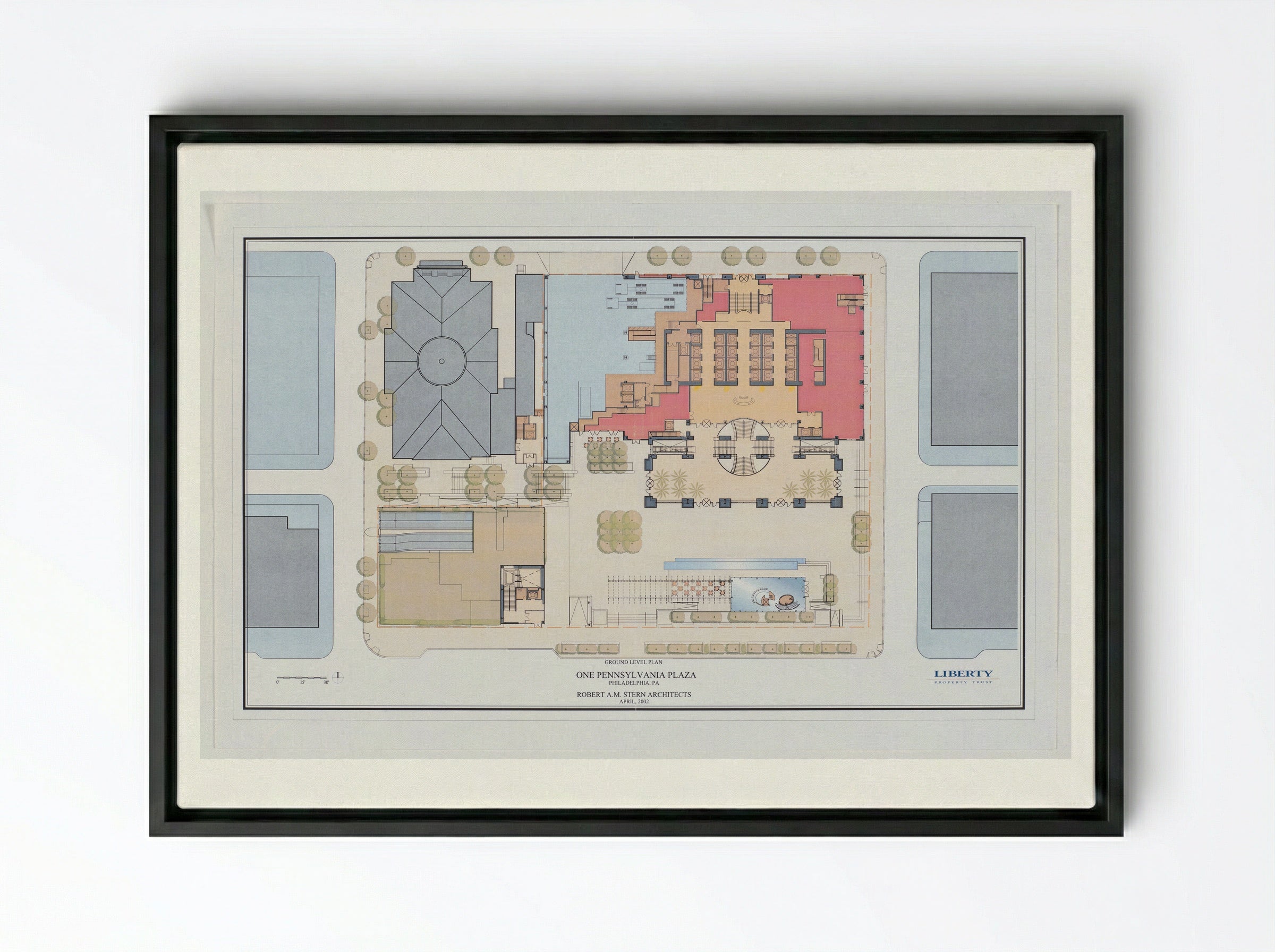 Comcast Center Proposal (Architectural Diagram 2) - Edna Andrade - Framed Canvas Black