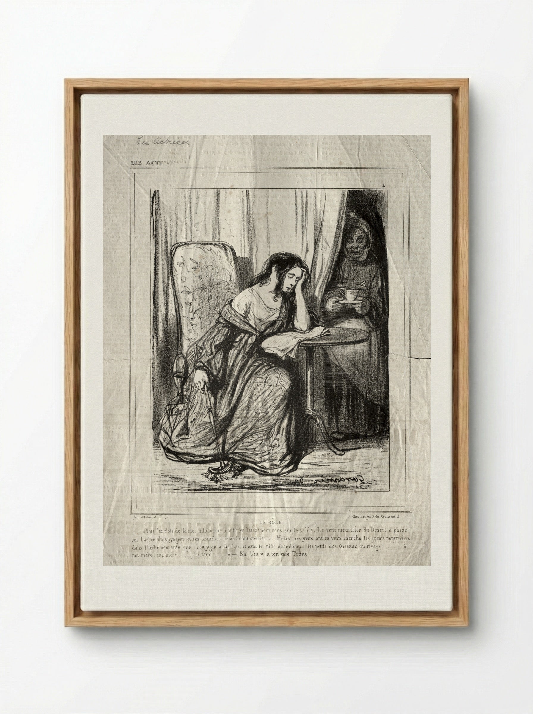 Le Rôle - Paul Gavarni - Framed Canvas Wood