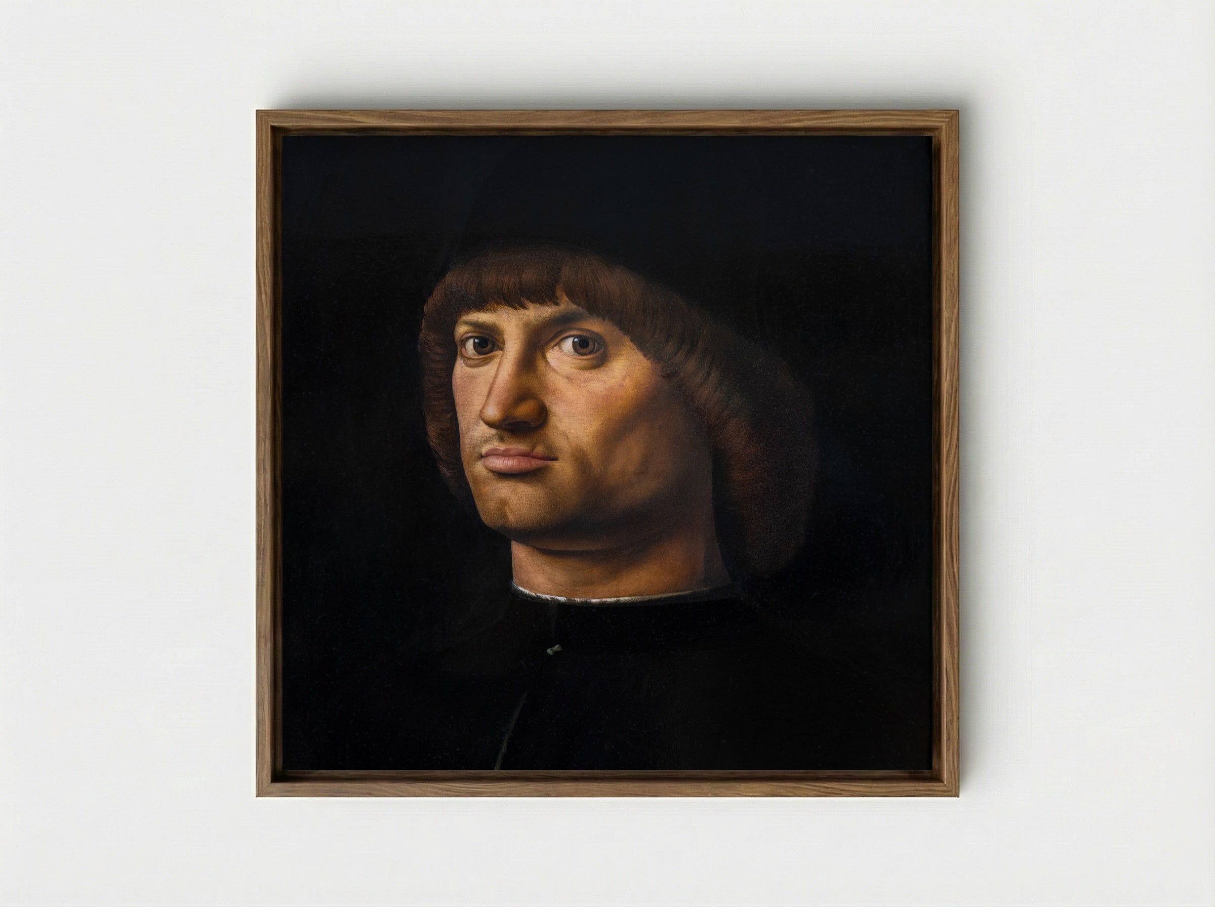 Portrait of a Man (Trivulzio portrait) - Antonello da Messina - Framed Canvas Wood