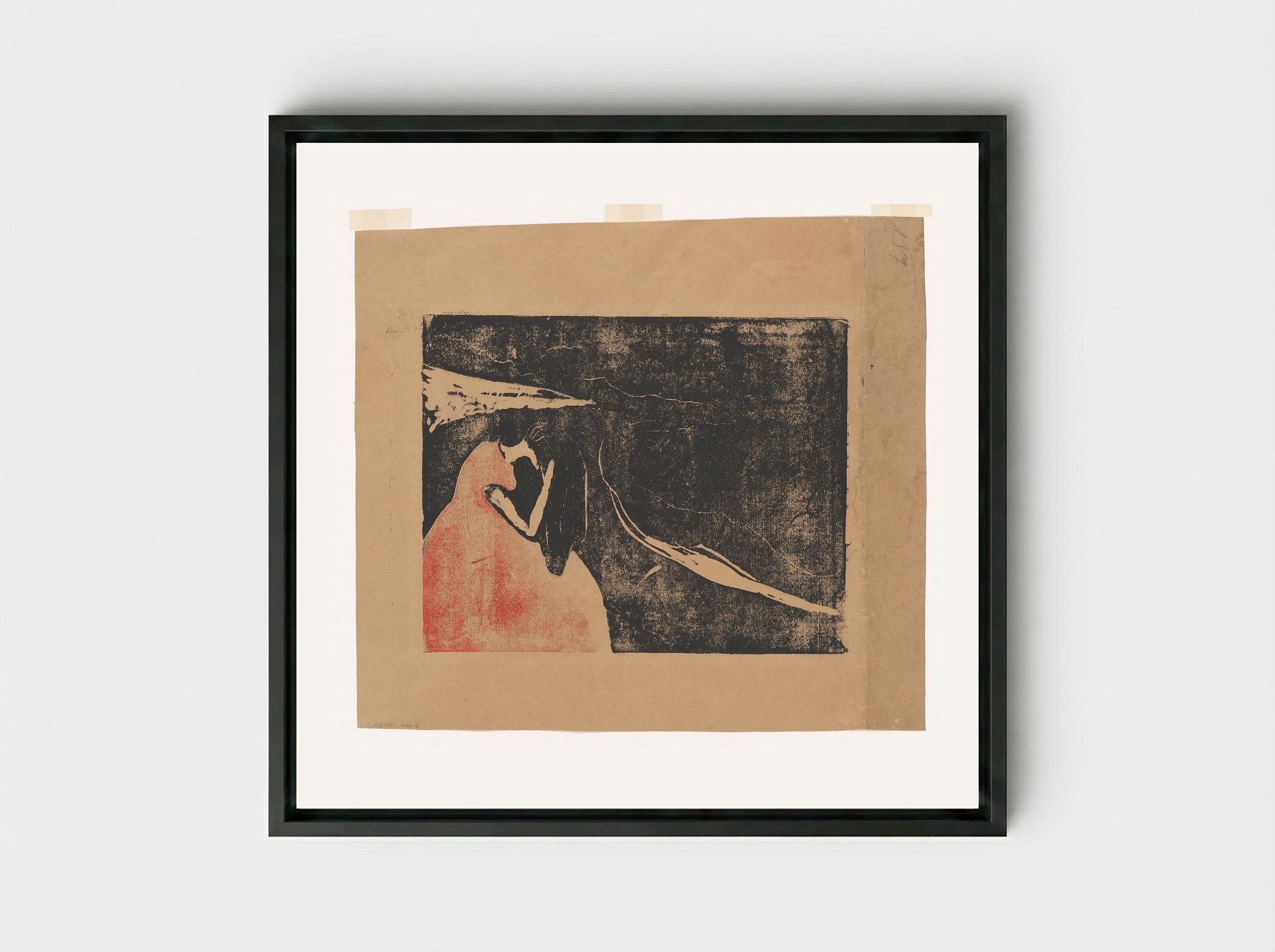 Melancholy II - Edvard Munch - Framed Canvas Black