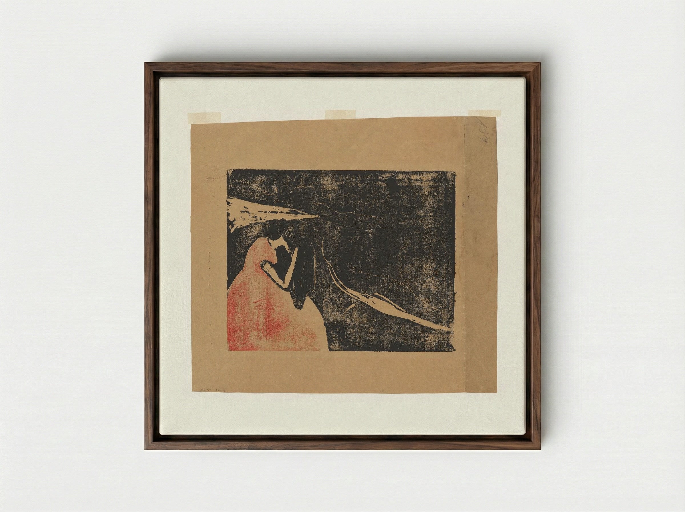 Melancholy II - Edvard Munch - Framed Canvas Dark Wood