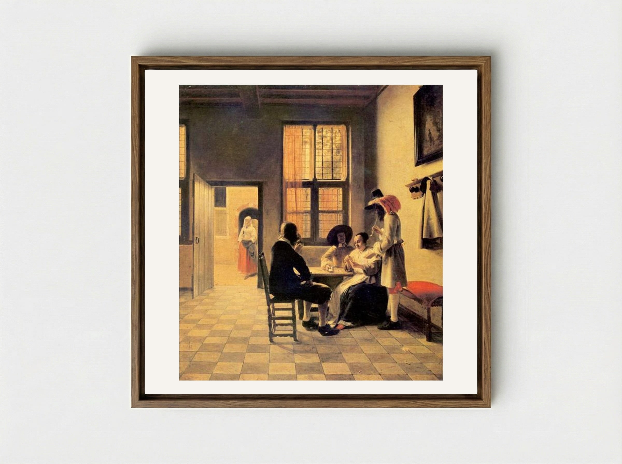 Cardplayers - Pieter de Hooch - Framed Canvas Wood