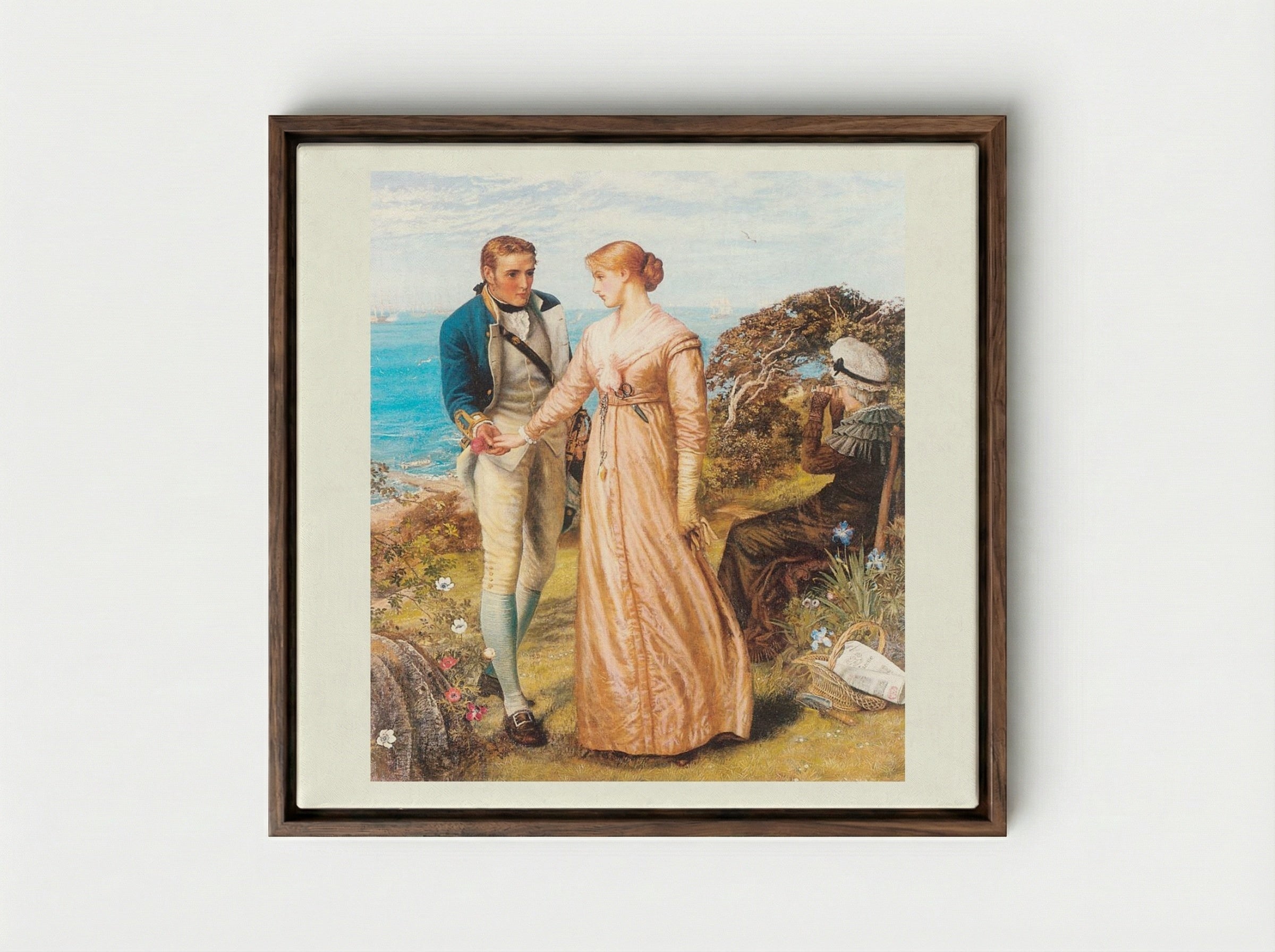 The Sailing Signal Gun - Arthur Hughes - Framed Canvas Dark Wood