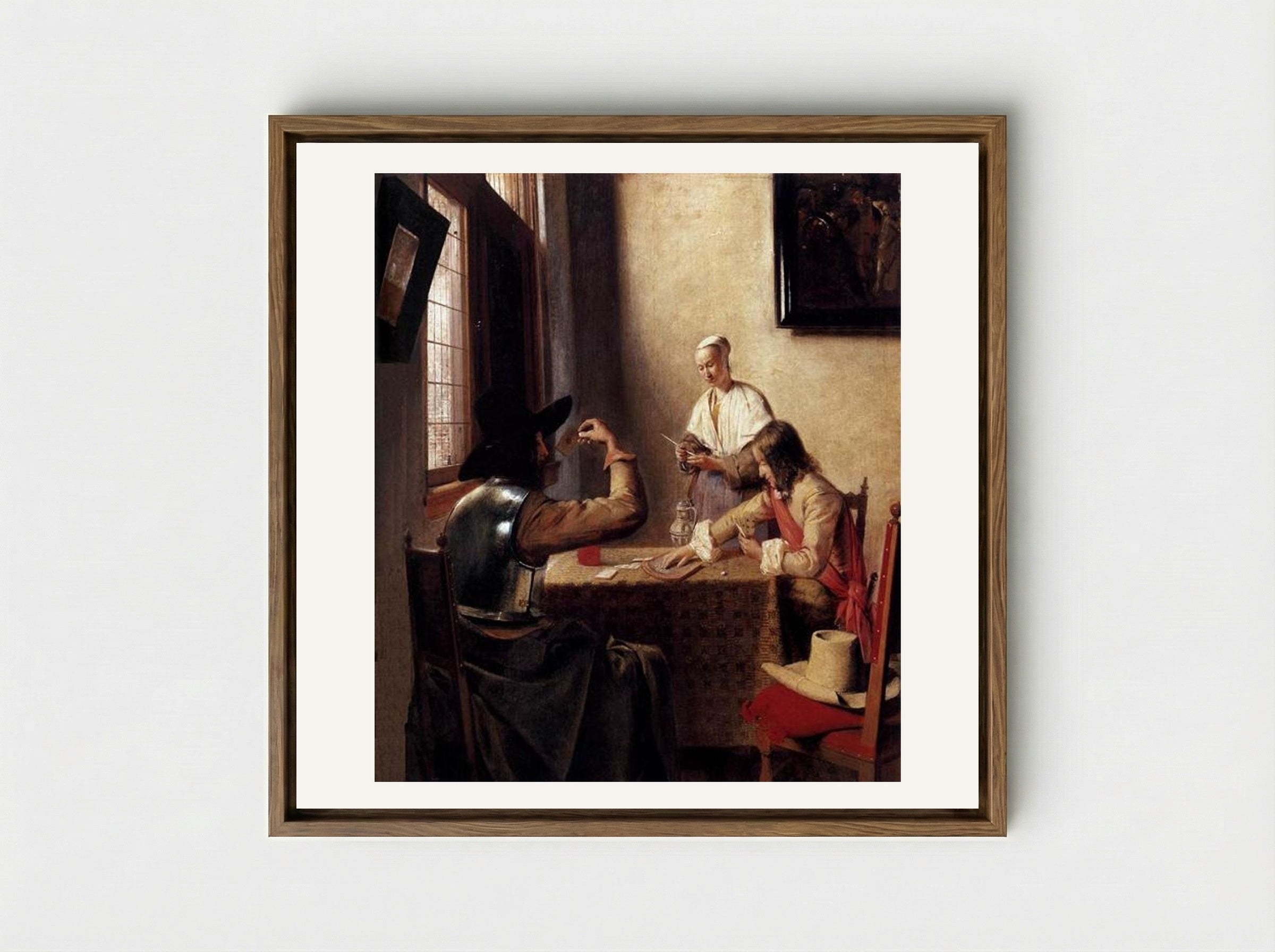 Soldiers Playing Cards - Pieter de Hooch - Framed Canvas Wood