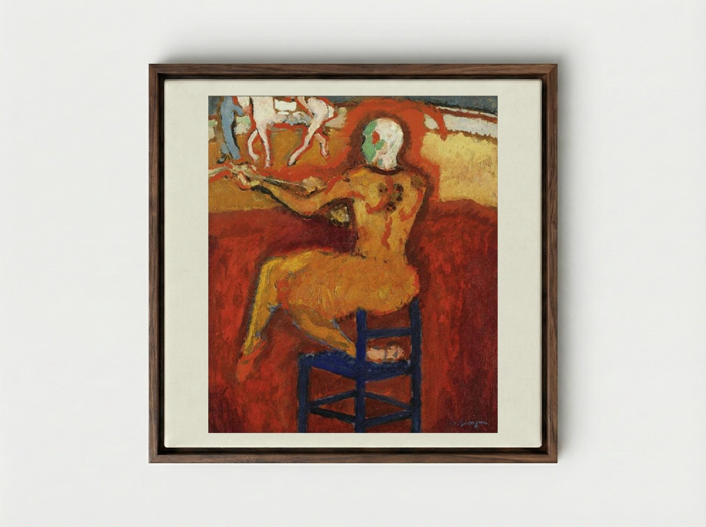 The Red Clown - Kees van Dongen - Framed Canvas Dark Wood
