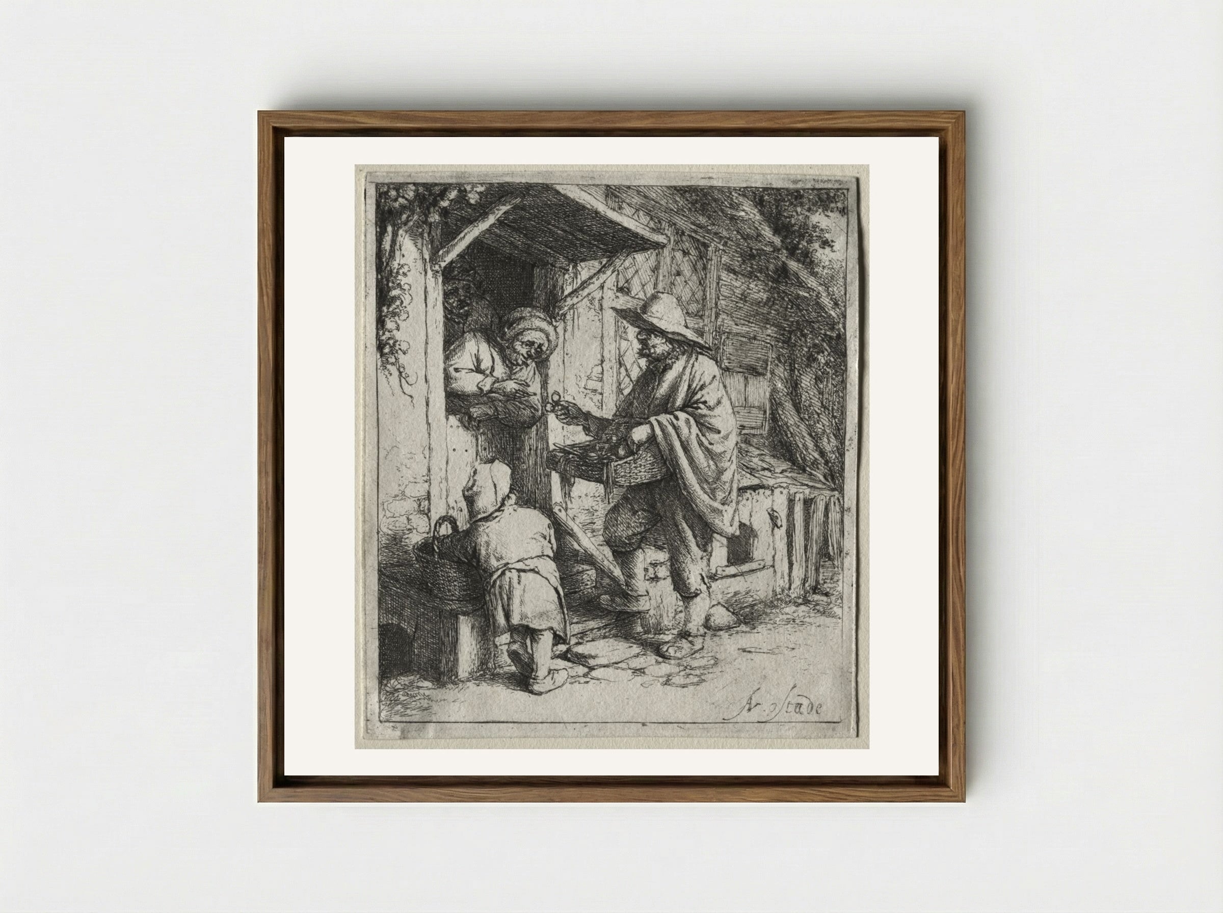 The Spectacle Seller - Adriaen van Ostade - Framed Canvas Wood