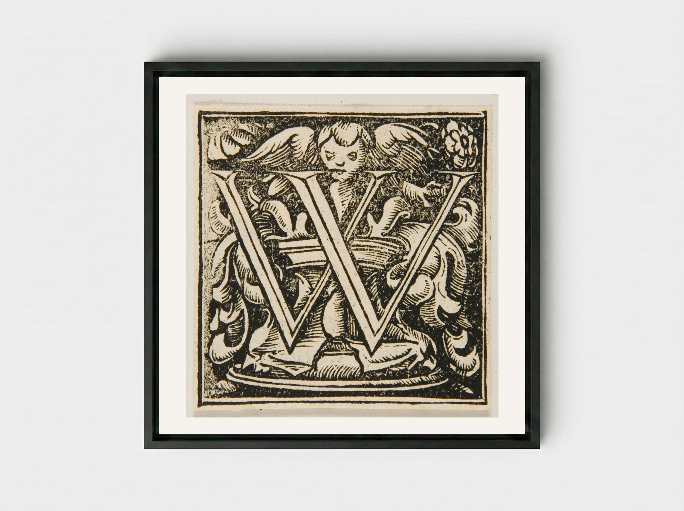 Letter W - Urs Graf - Framed Canvas Black